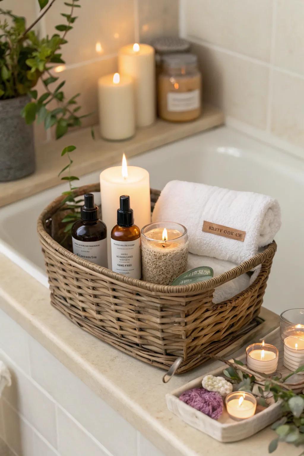 Treat yourself to tranquility with a self-care basket.