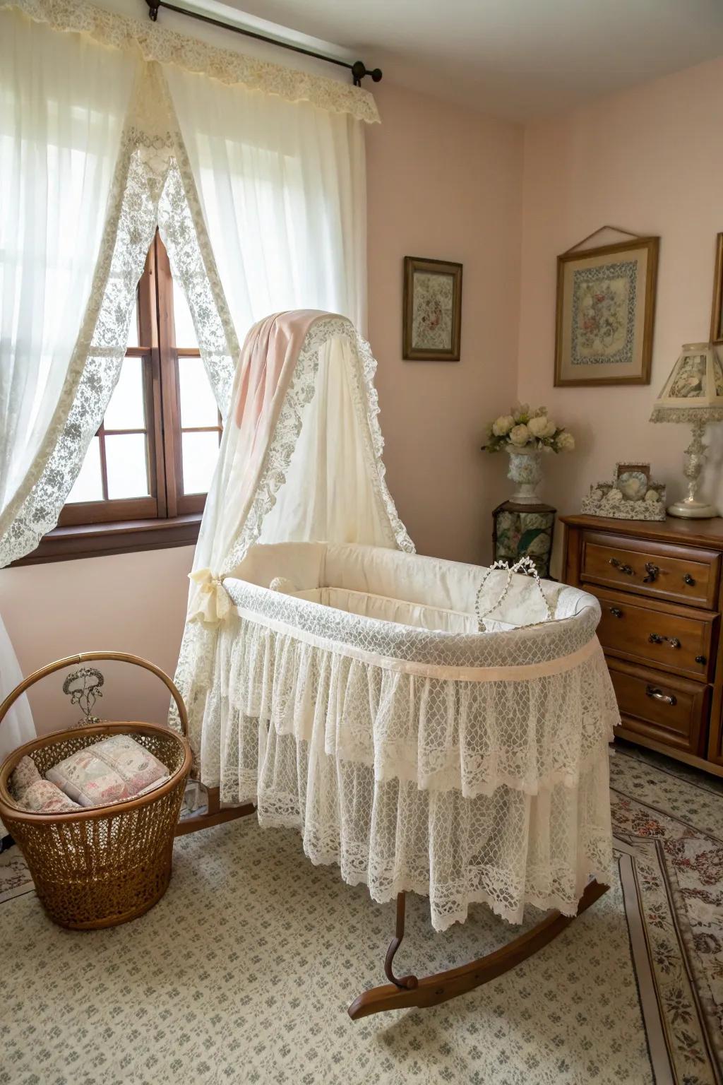 Embrace nostalgia with a vintage-inspired bassinet.