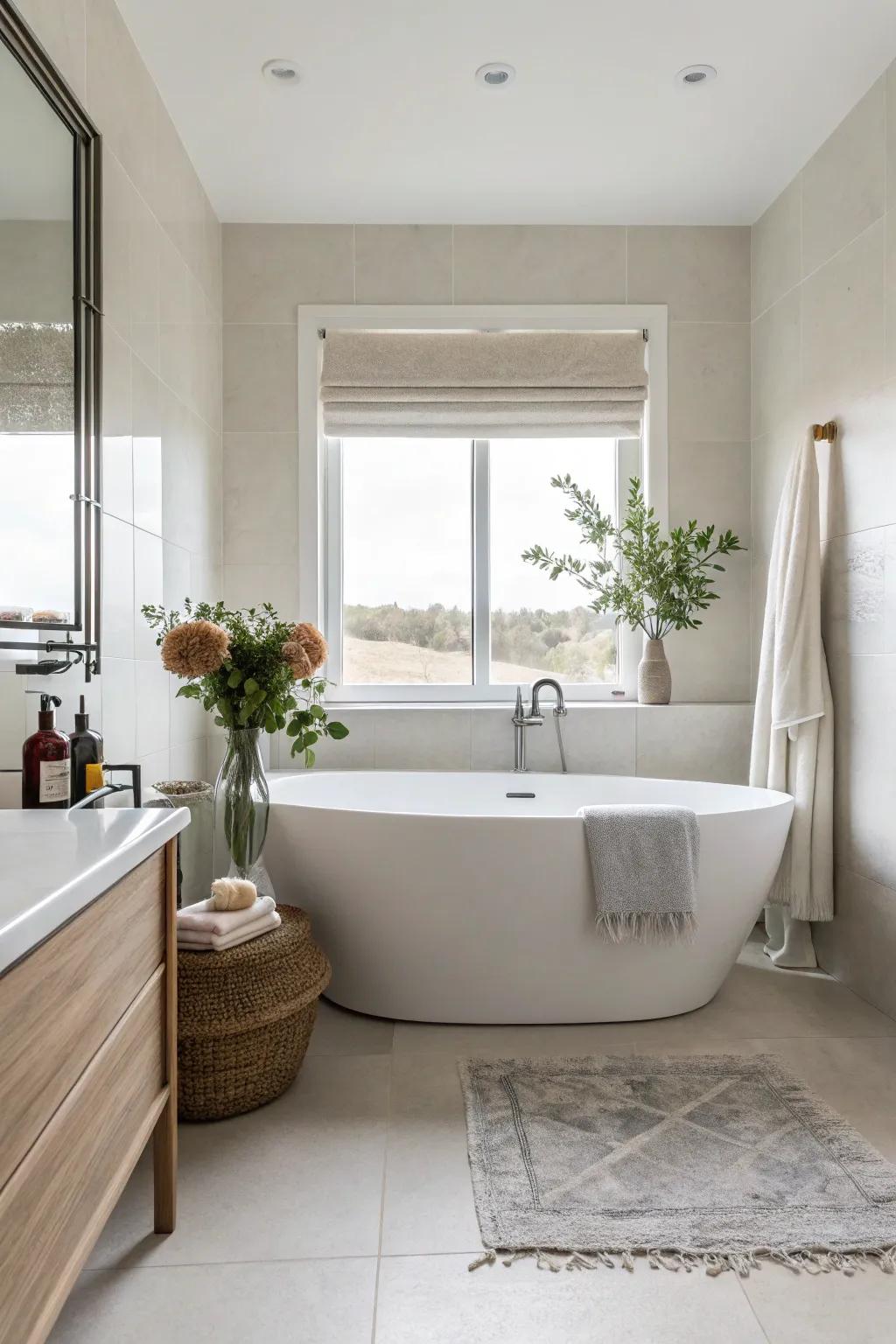 Minimalist decor highlights the beauty of your bathtub.
