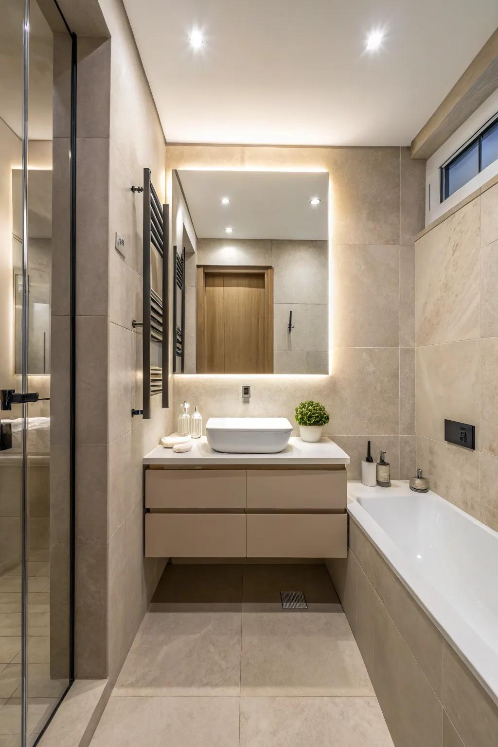 A minimalist bathroom design radiating simplicity and beauty.