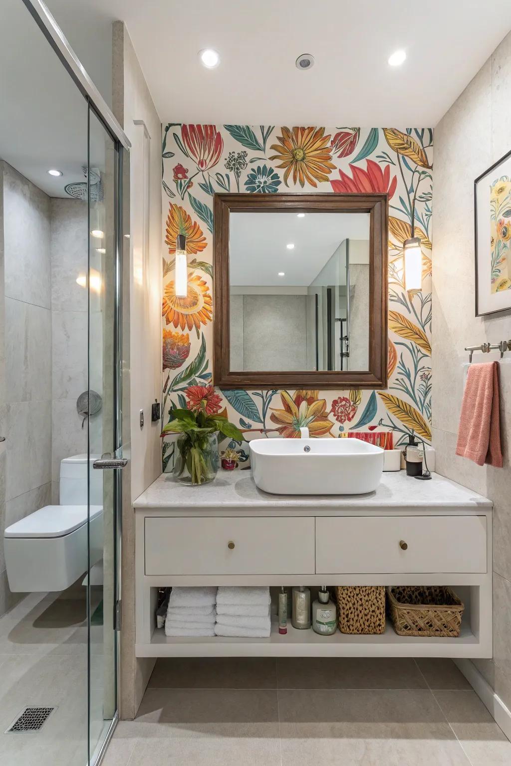 Mirrors lacking frames enhance the streamlined look of a modern bathroom.
