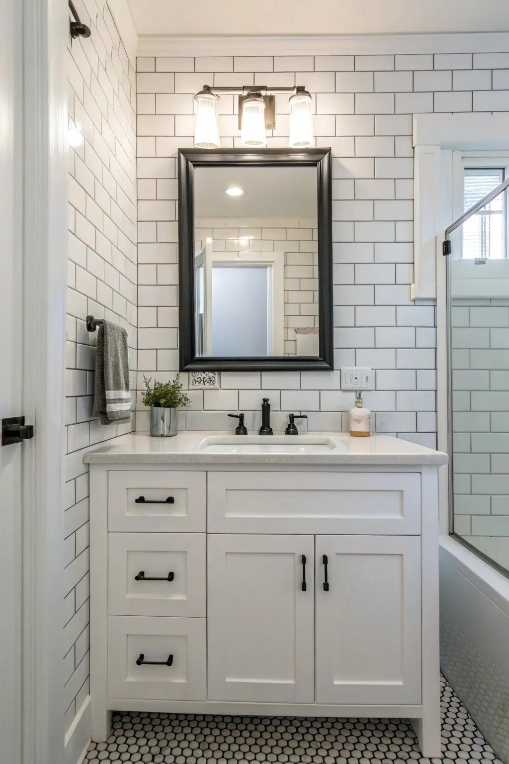 Brick-style tiles offer a classic and versatile look.