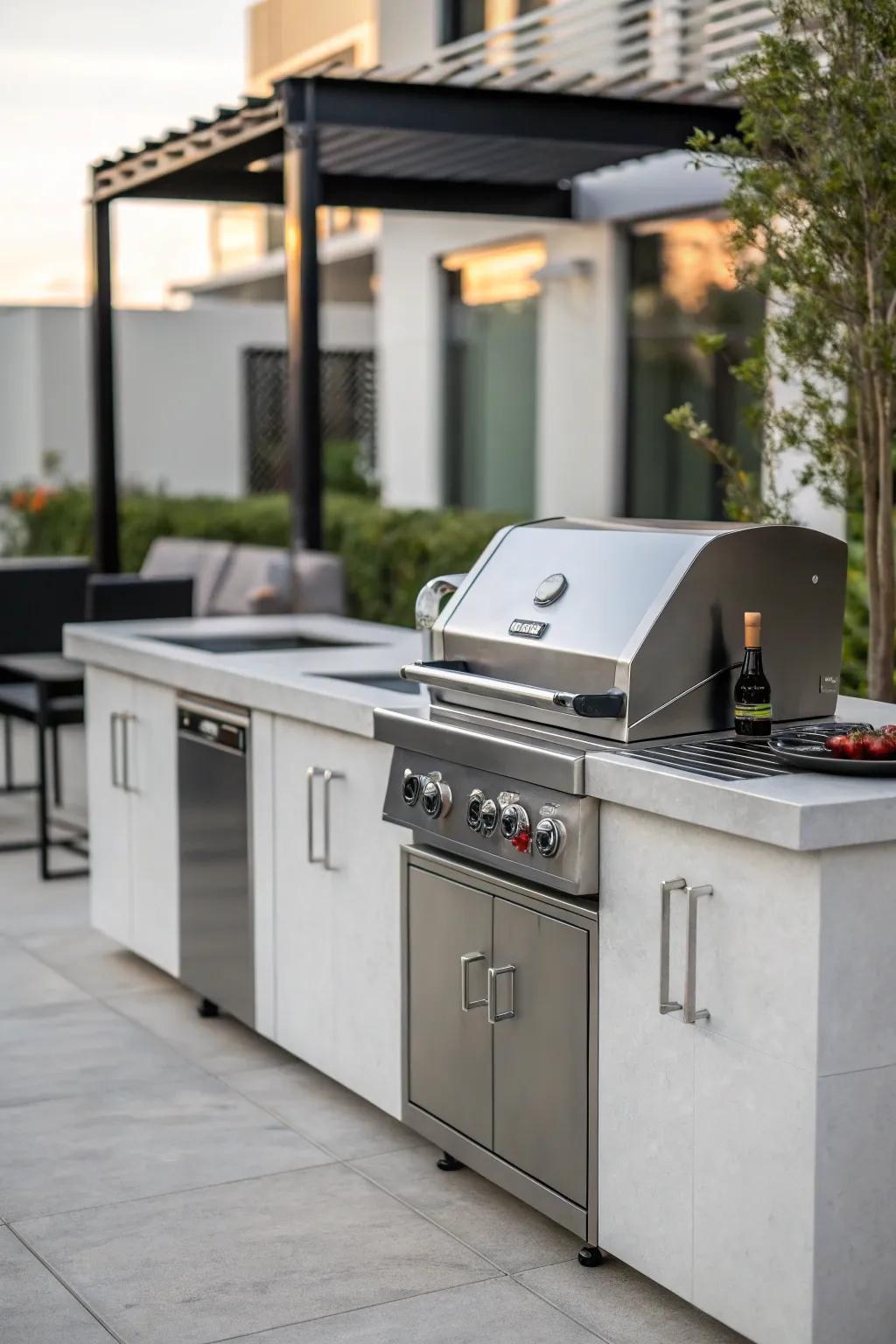 Get a modern look with a sleek BBQ design.
