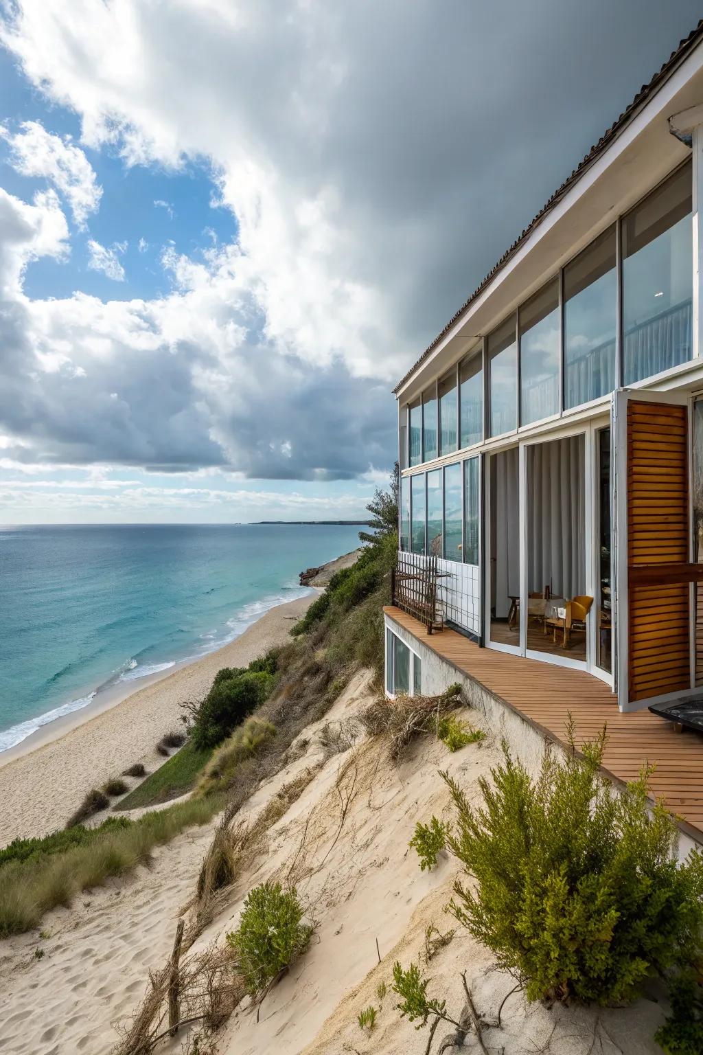 Windows framing the sea as a vibrant masterpiece.