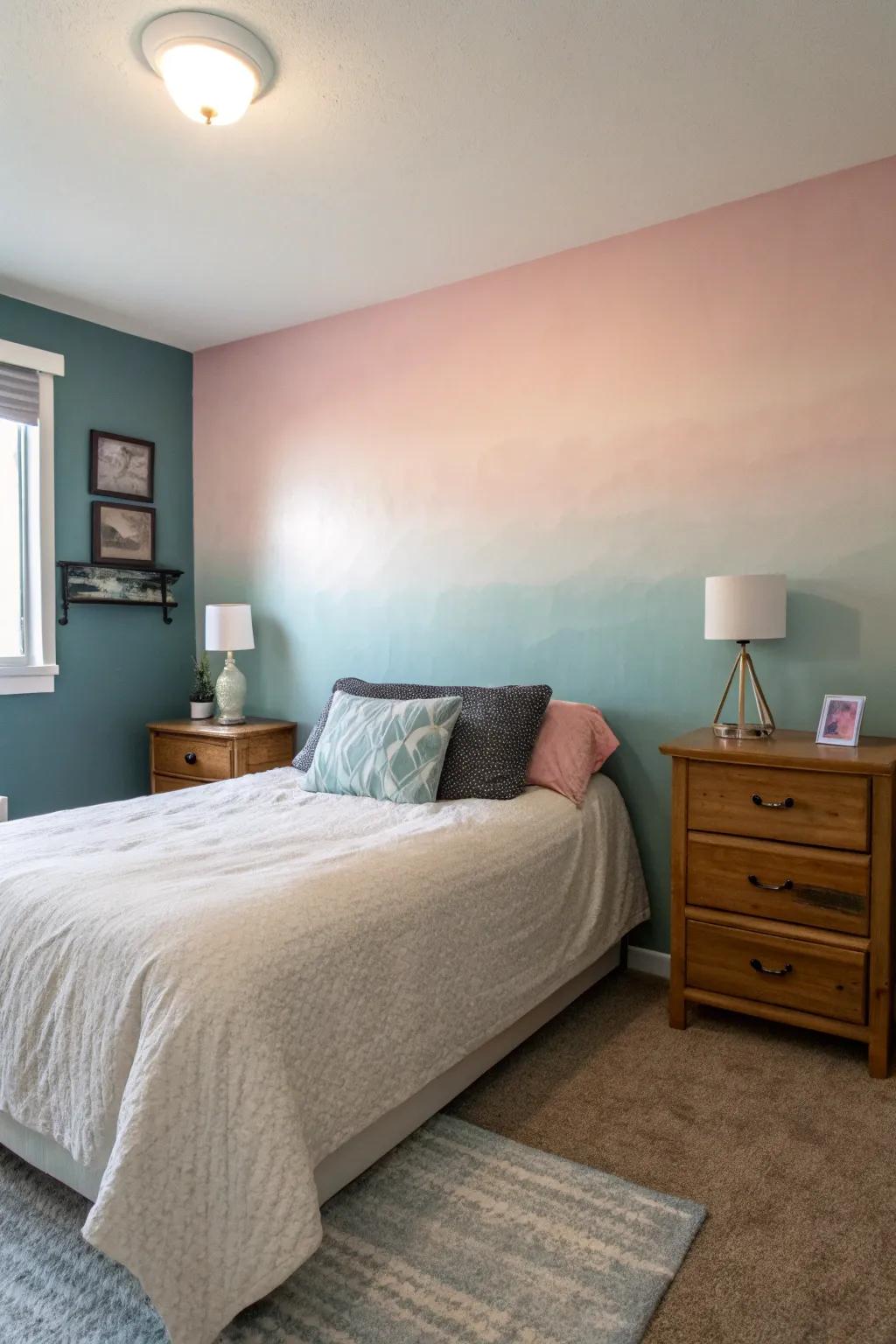 Ombre effects evoke a soft, calming ambiance.