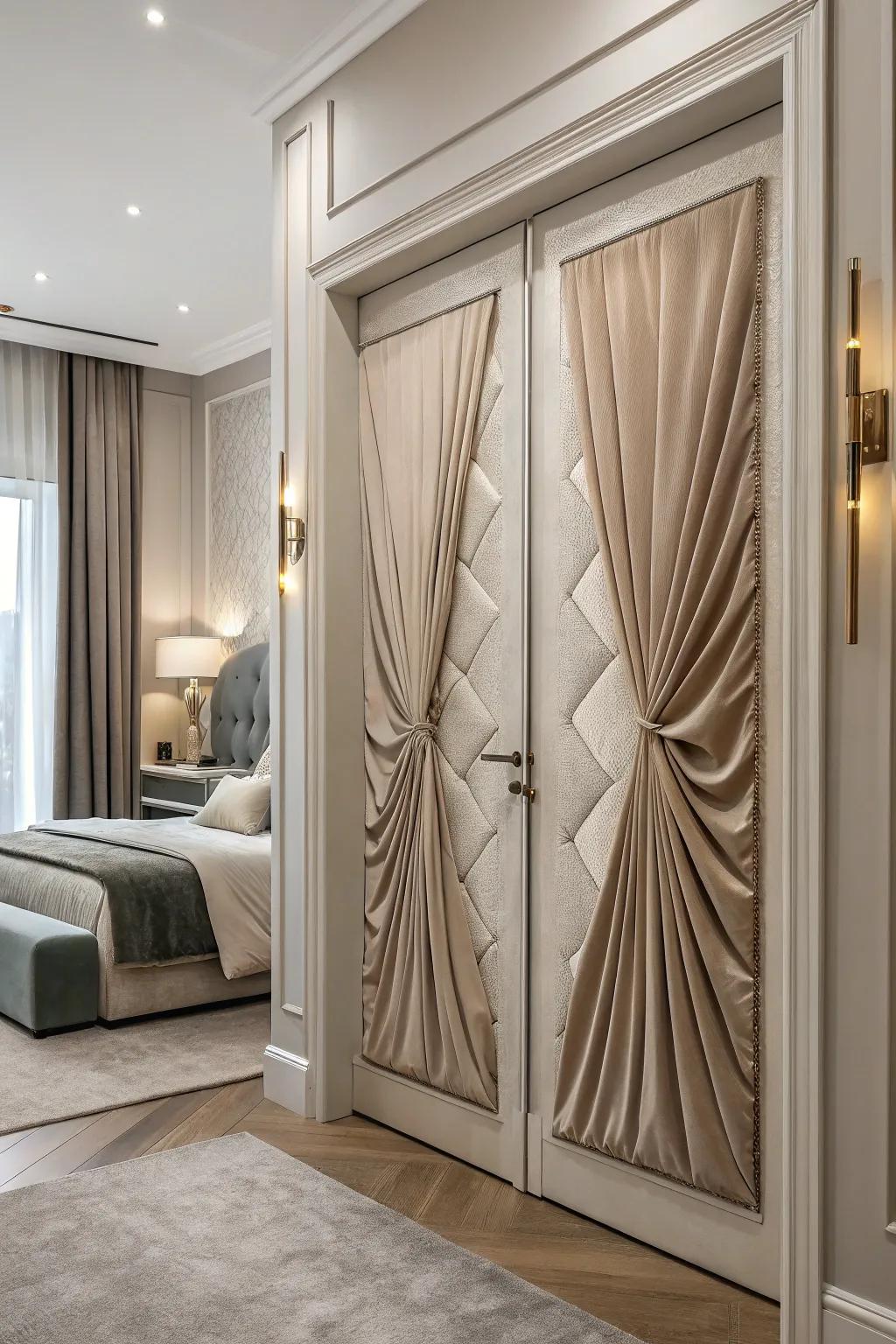 Textile sections add sophistication and texture to your bedroom door.