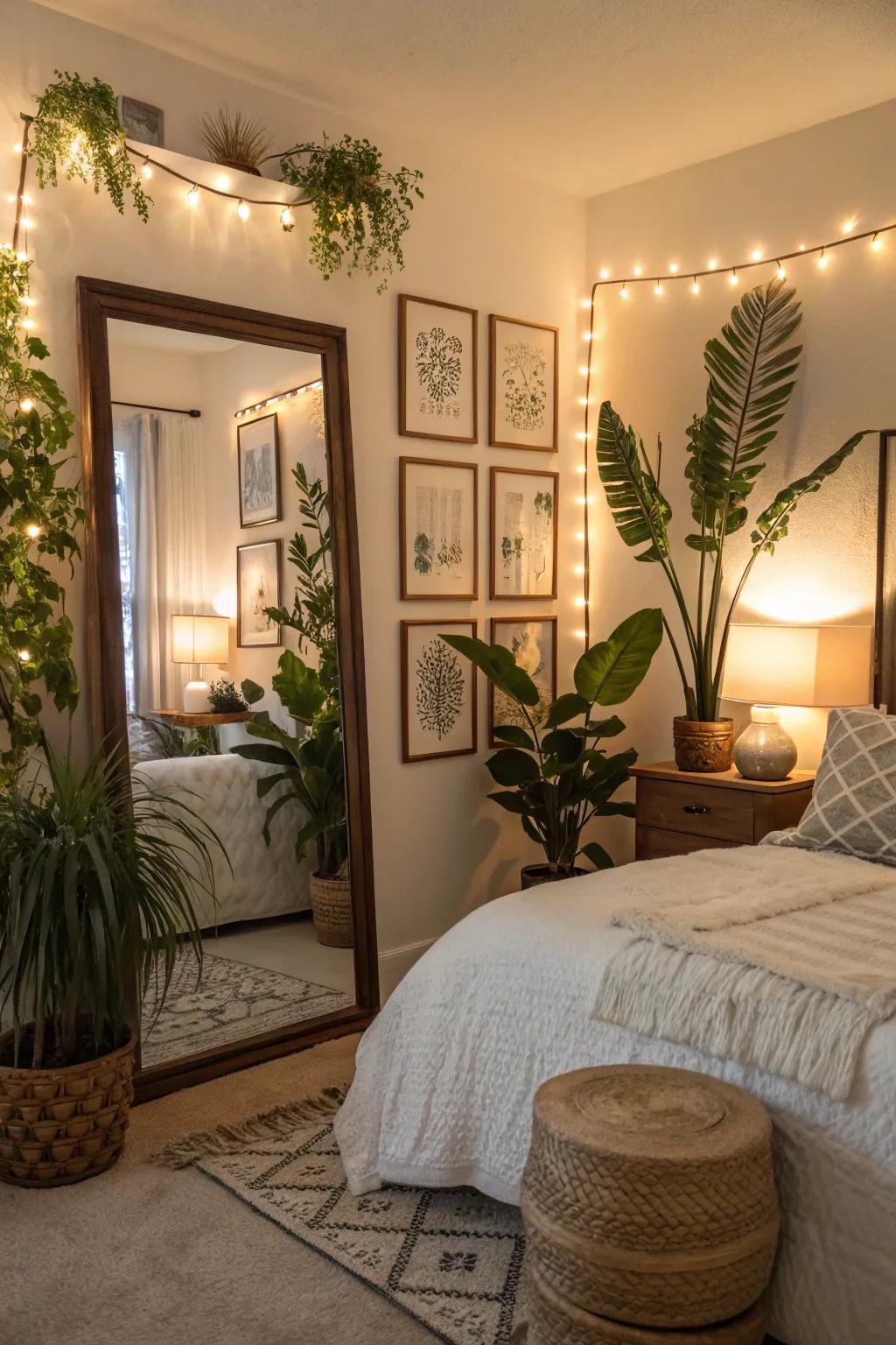 Decorative pieces bring personality to this bedroom.