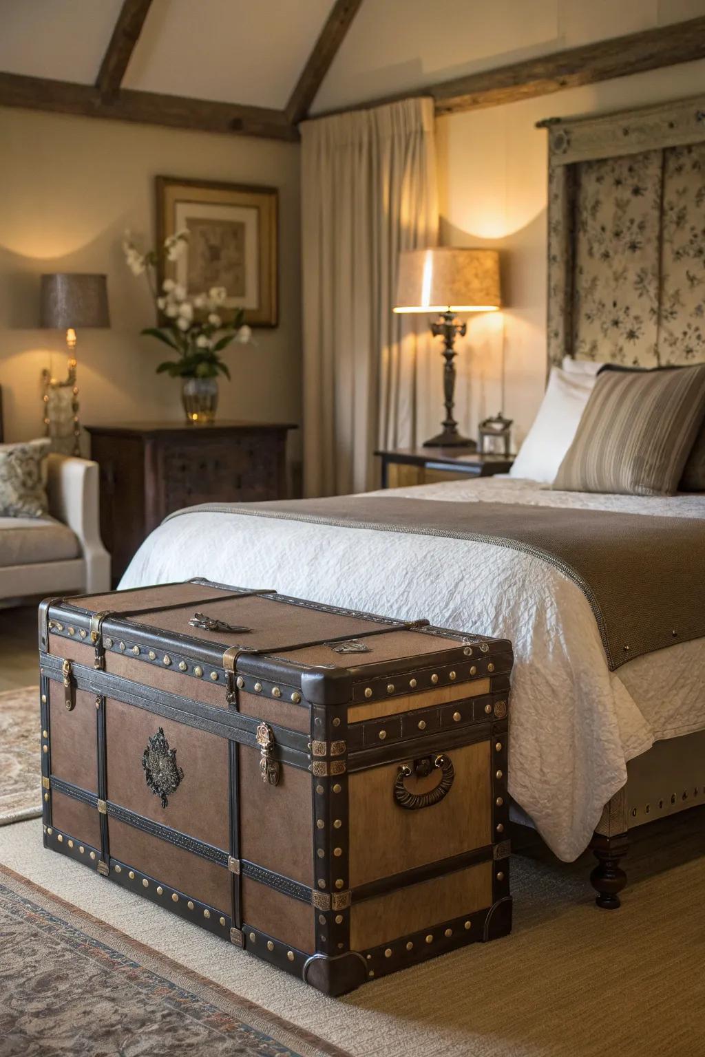 Introduce allure and storage using a versatile chest in your boudoir.
