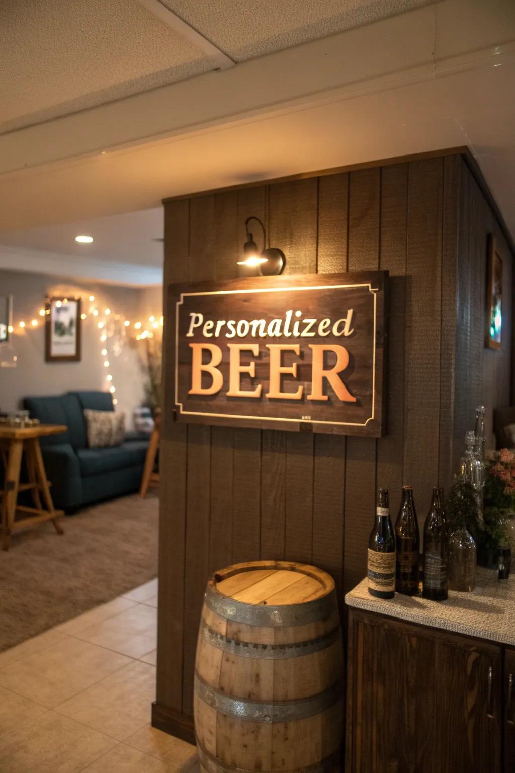 Tailored ale placards uniquely personalize your location.
