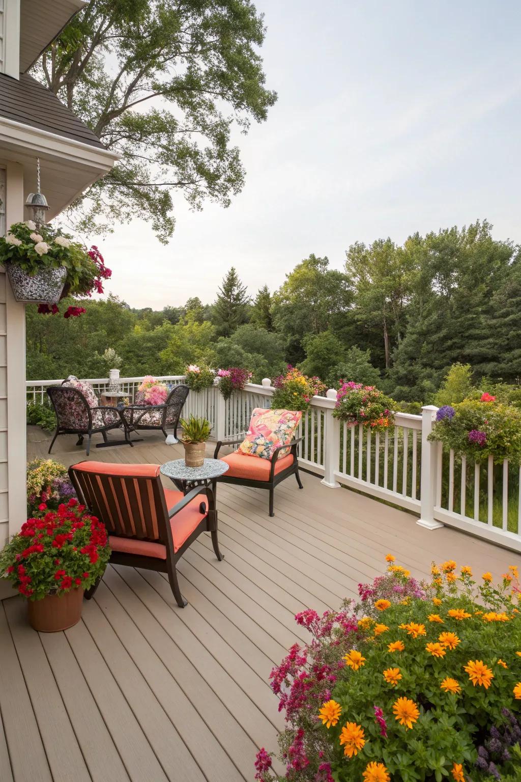 Ivory decks provide a versatile backdrop for vibrant decor.