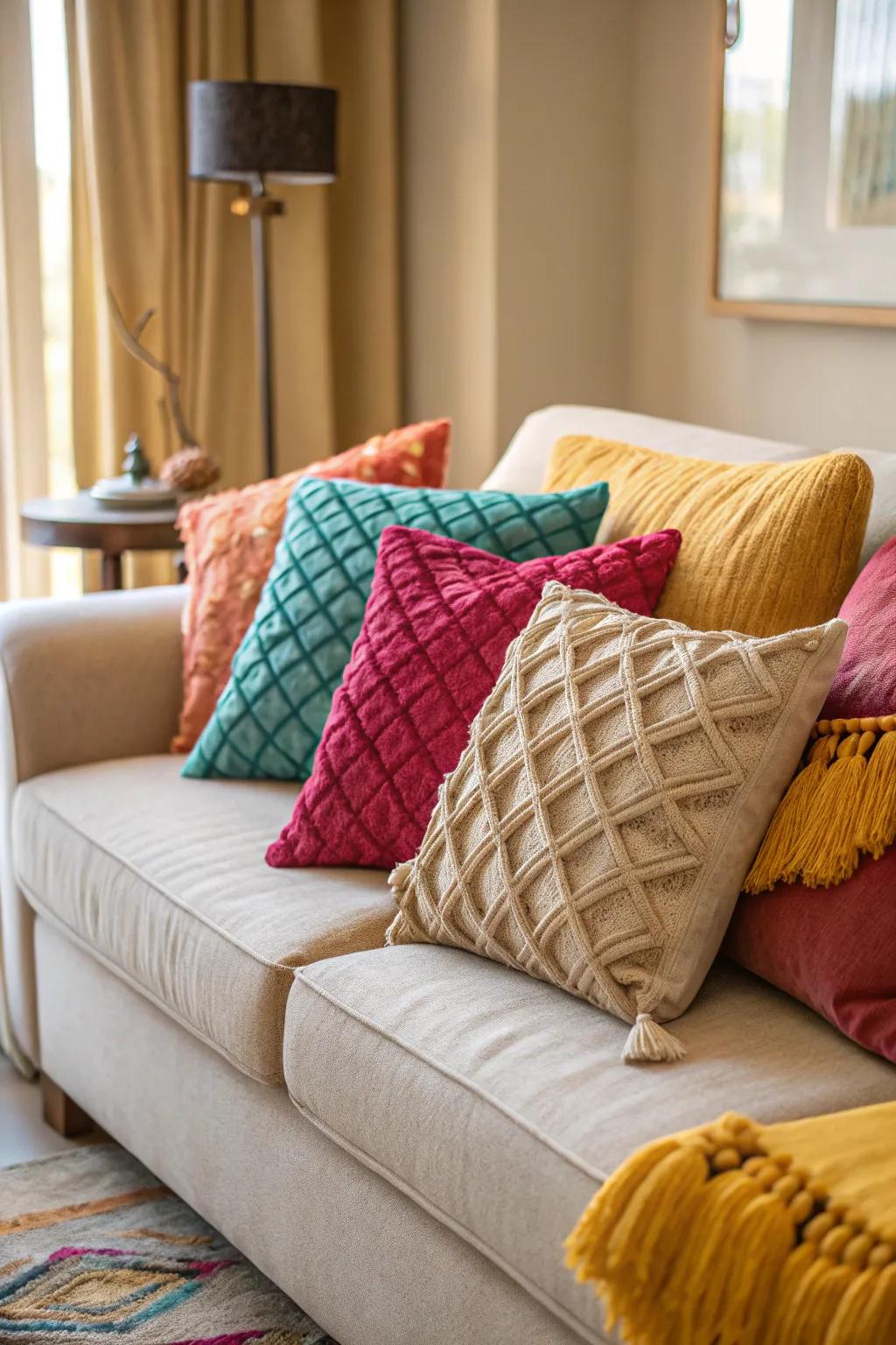 Decorative throw pillows can instantly update the look of your living room.