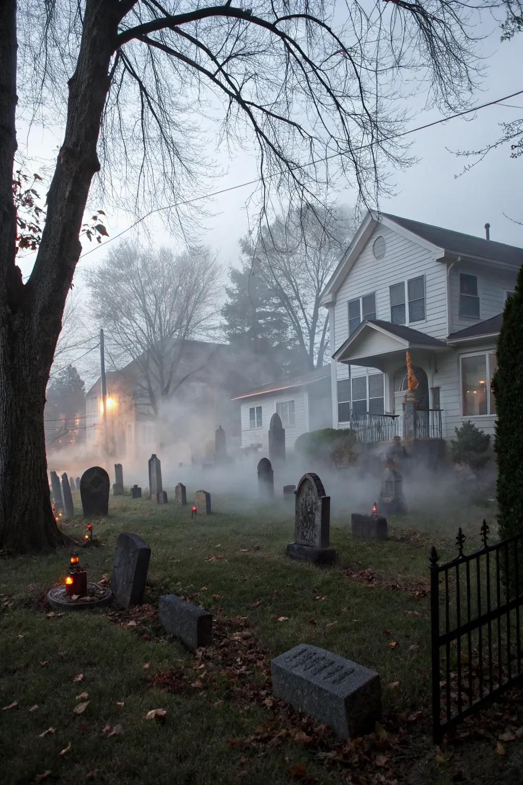 A mist-filled burial ground sets the stage for Halloween thrills.