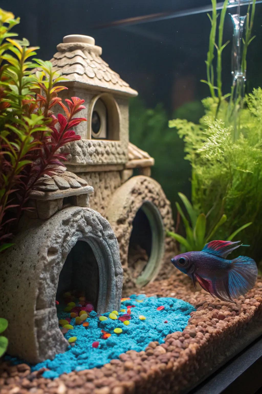 Shelters and tunnels encourage ongoing exploration for your betta.