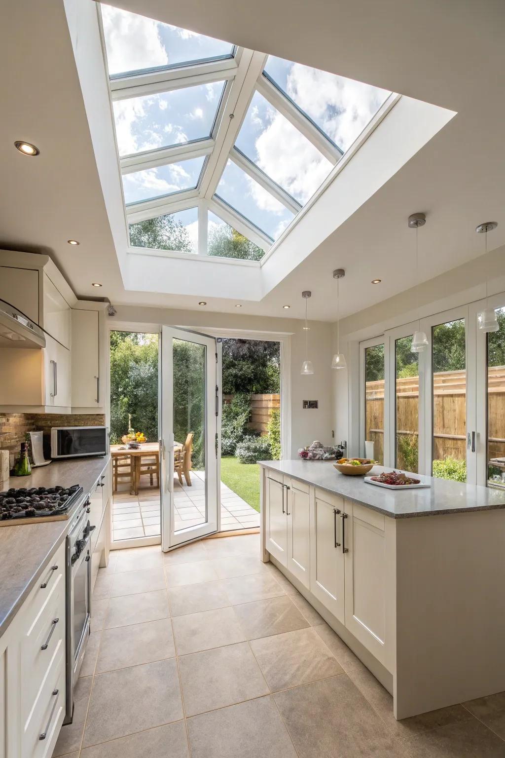 Combine bifold doors with skylights for a flood of natural light.