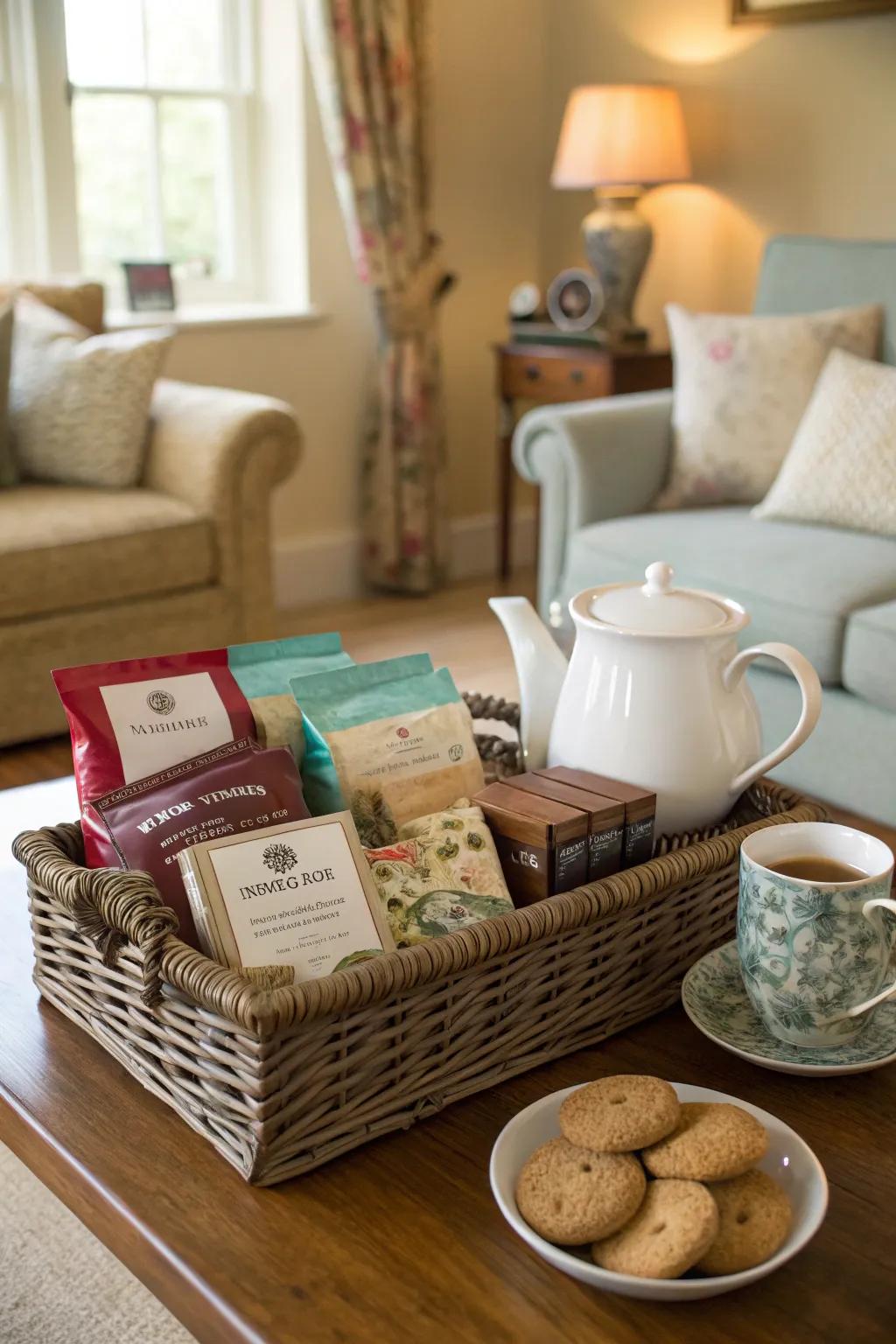 Sip and savor with a delightful tea time basket.