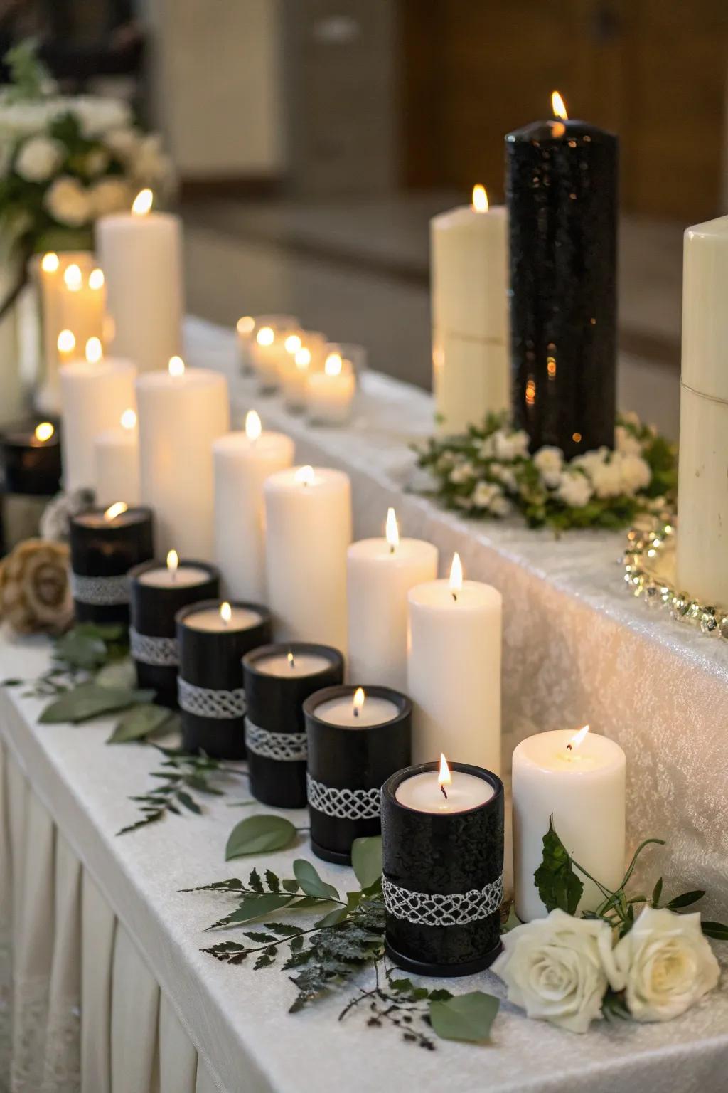A graceful arrangement of candles designed to brighten your celebration.