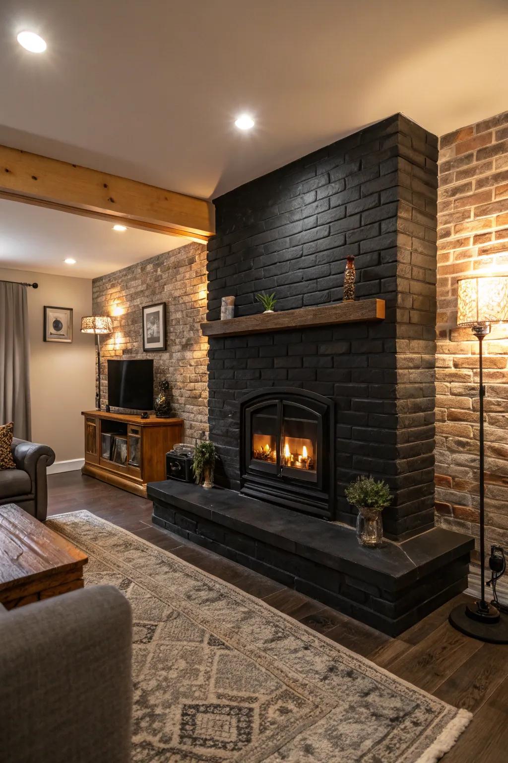 Include depth and feel to your space with a dark brickwork hearth.