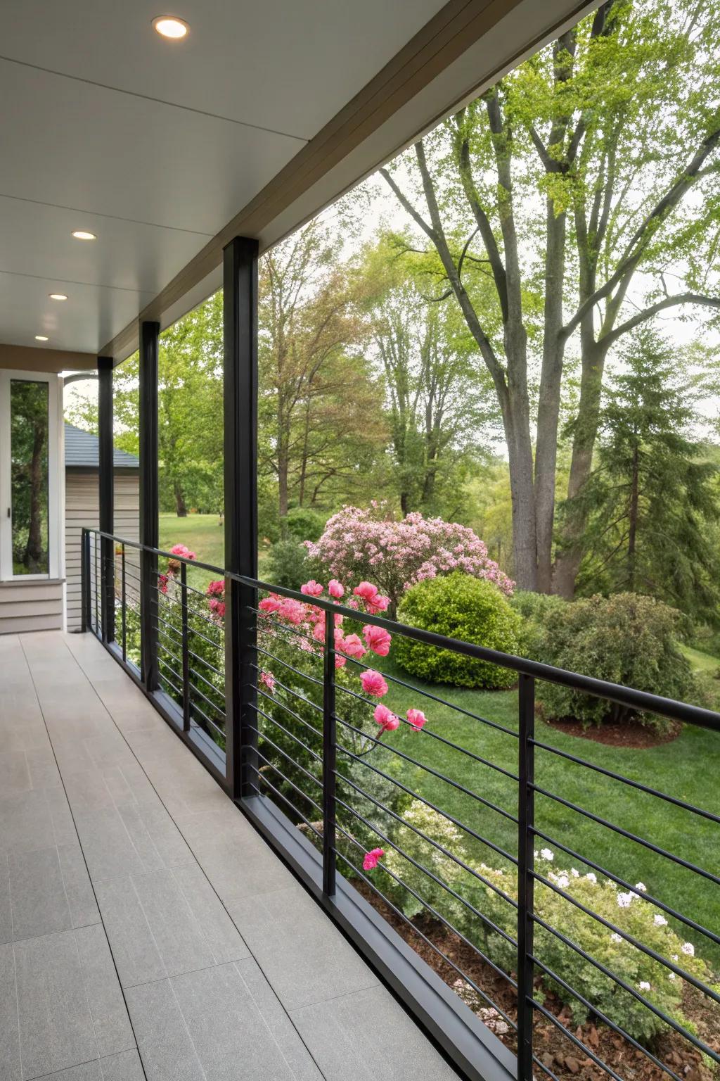 Cable railings provide a sleek, open view that's both modern and inviting.