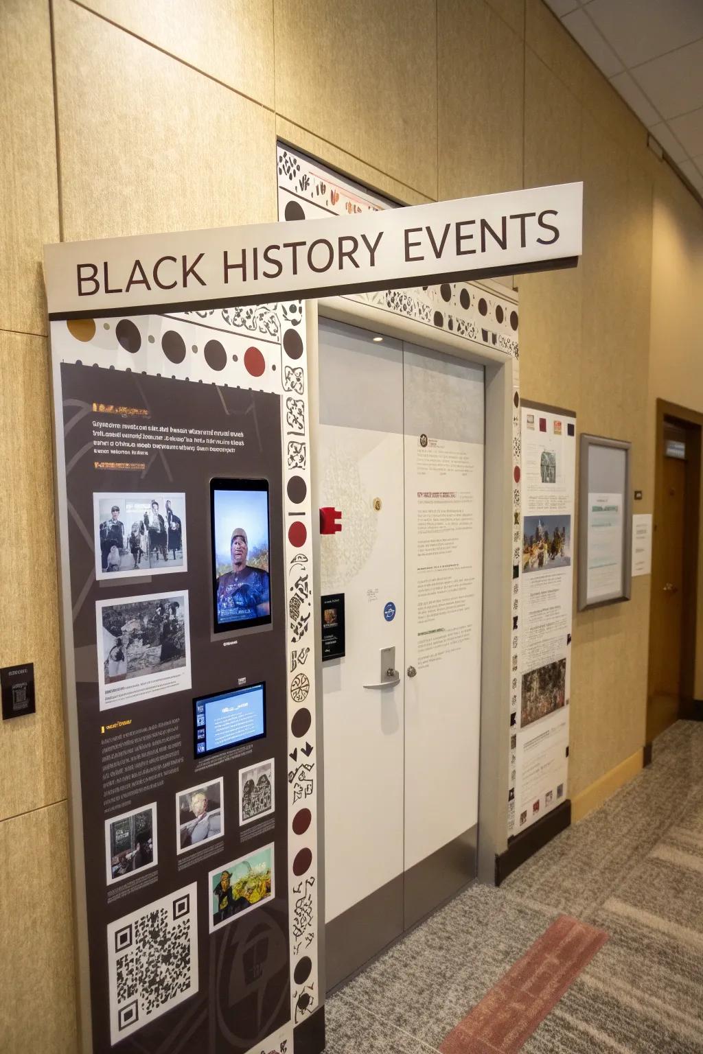 An interactive timeline door honoring major moments in Black history.