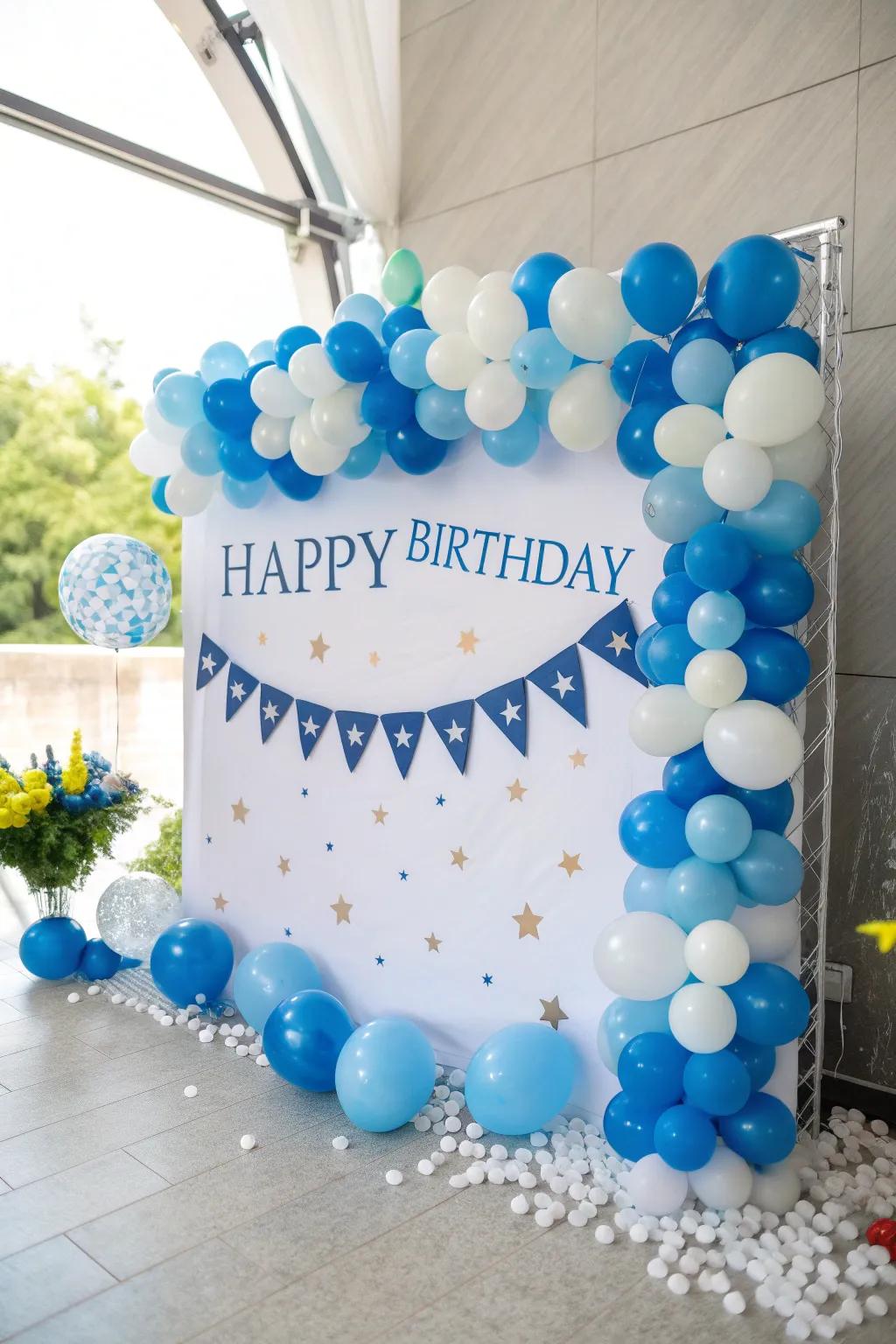 Capture memories using a personalized birthday balloon backdrop.