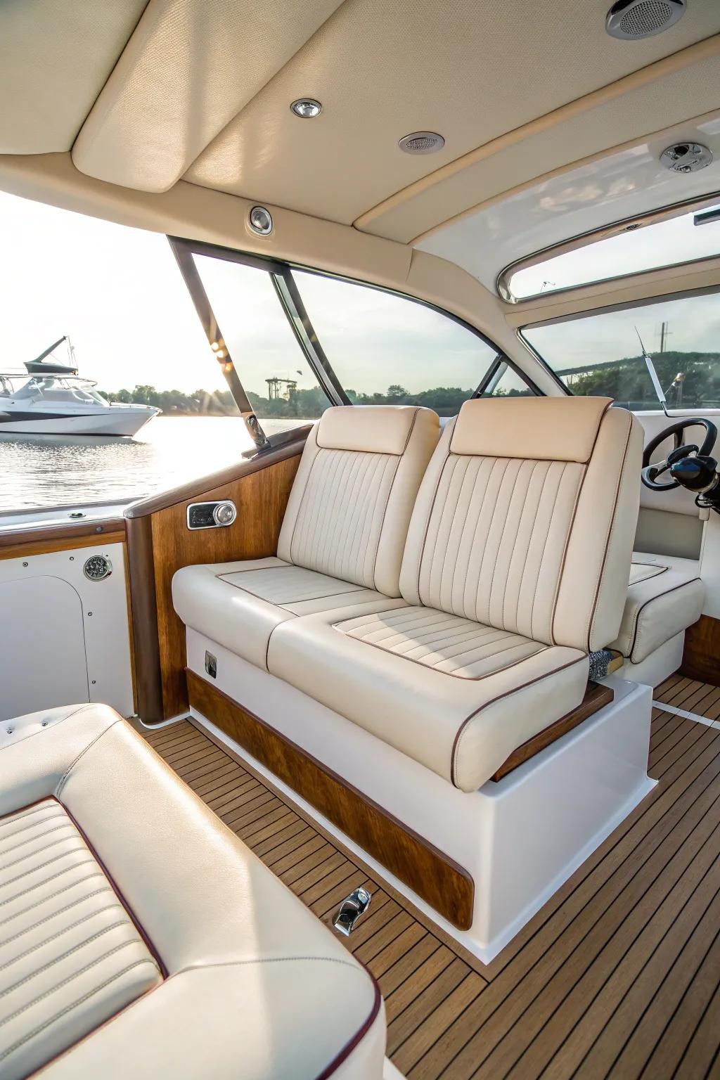 Durable upholstery ensures your boat beautifully withstands exposure to the elements.