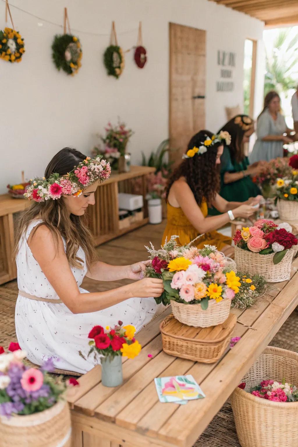 Flower crowns are an enjoyable and personal addition.