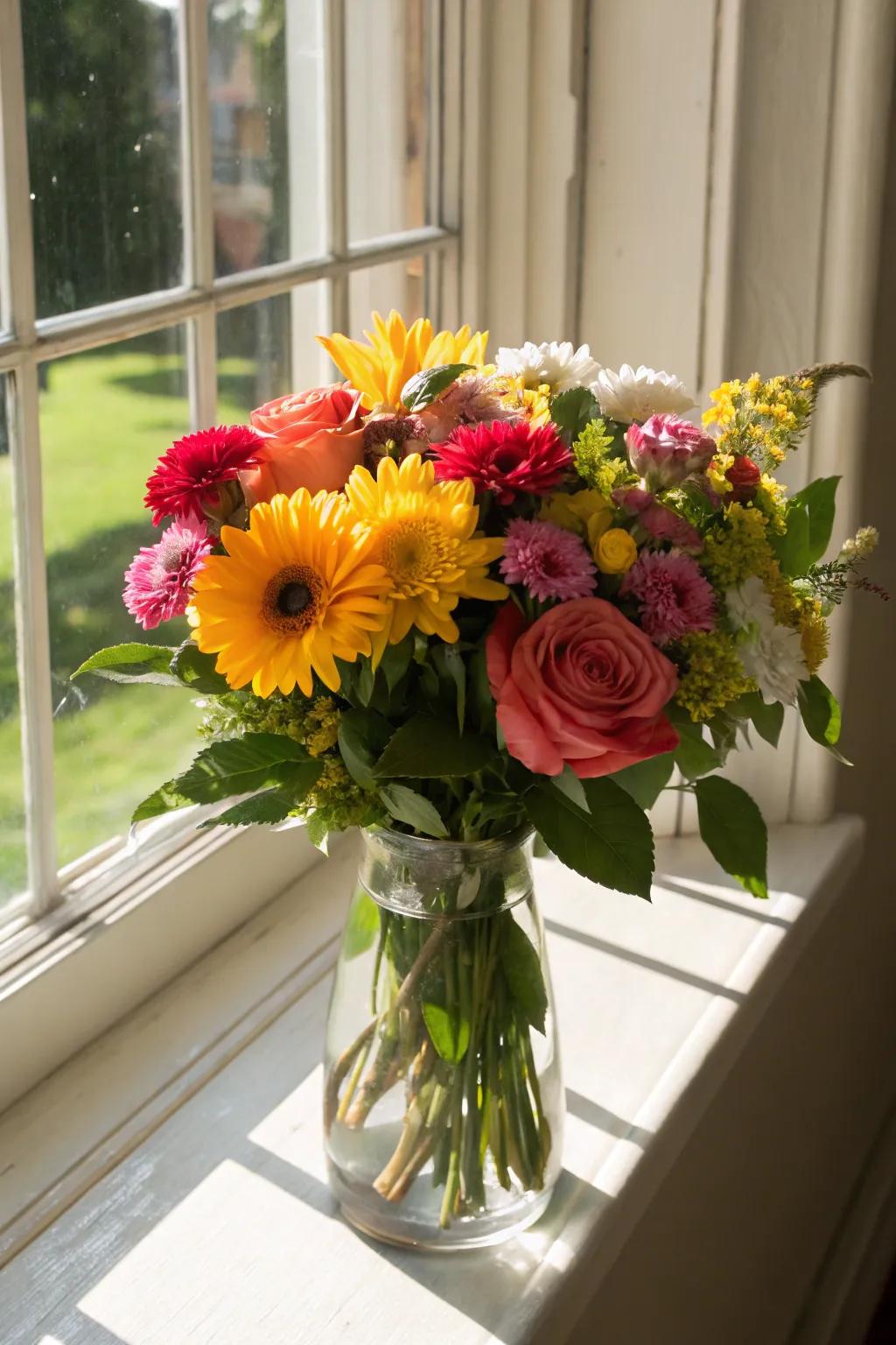 A vibrant floral arrangement ideal for celebrations.