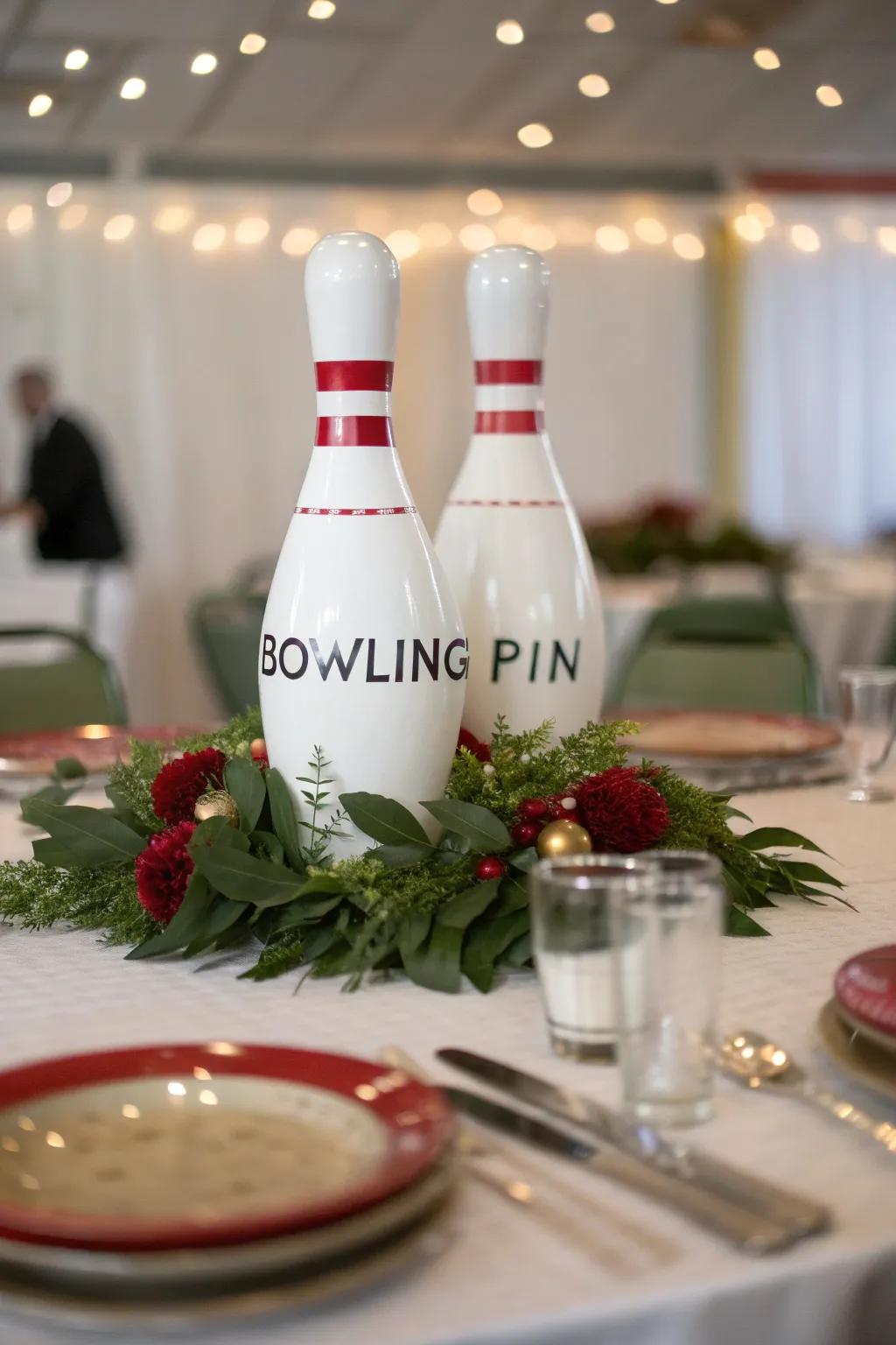 Bespoke bowling pins contribute a considerate aspect to your table arrangement.