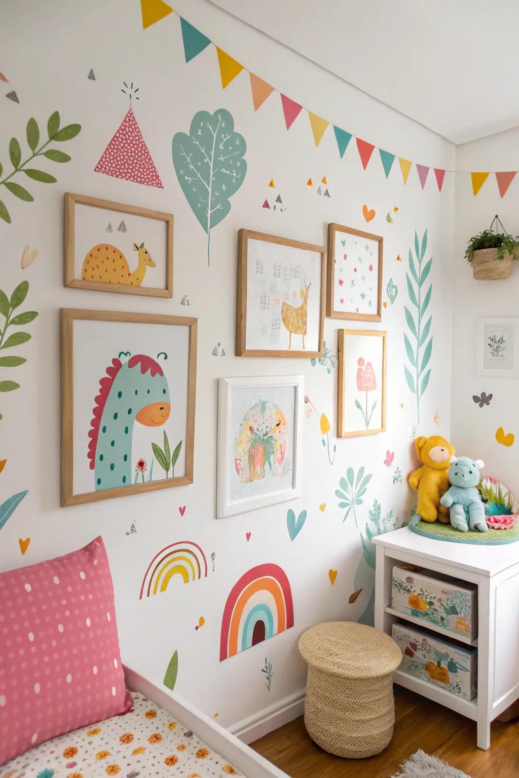 Wall stickers and art pieces infuse personality and inspire creativity in a child's room.
