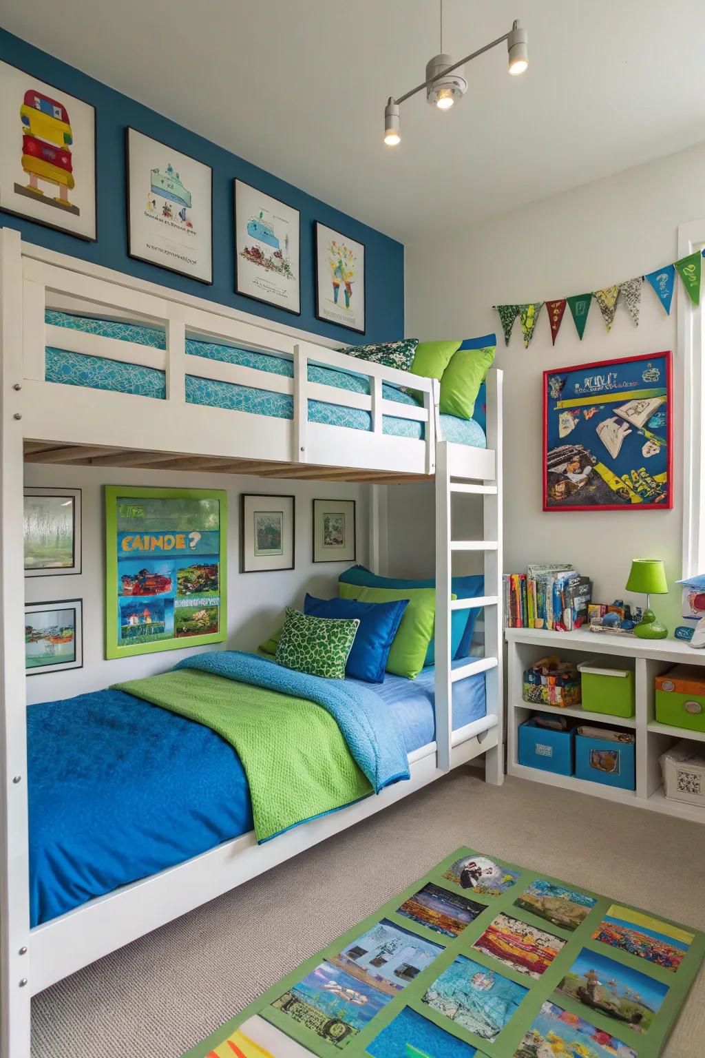 Bold colors make a lively and engaging boys' room.