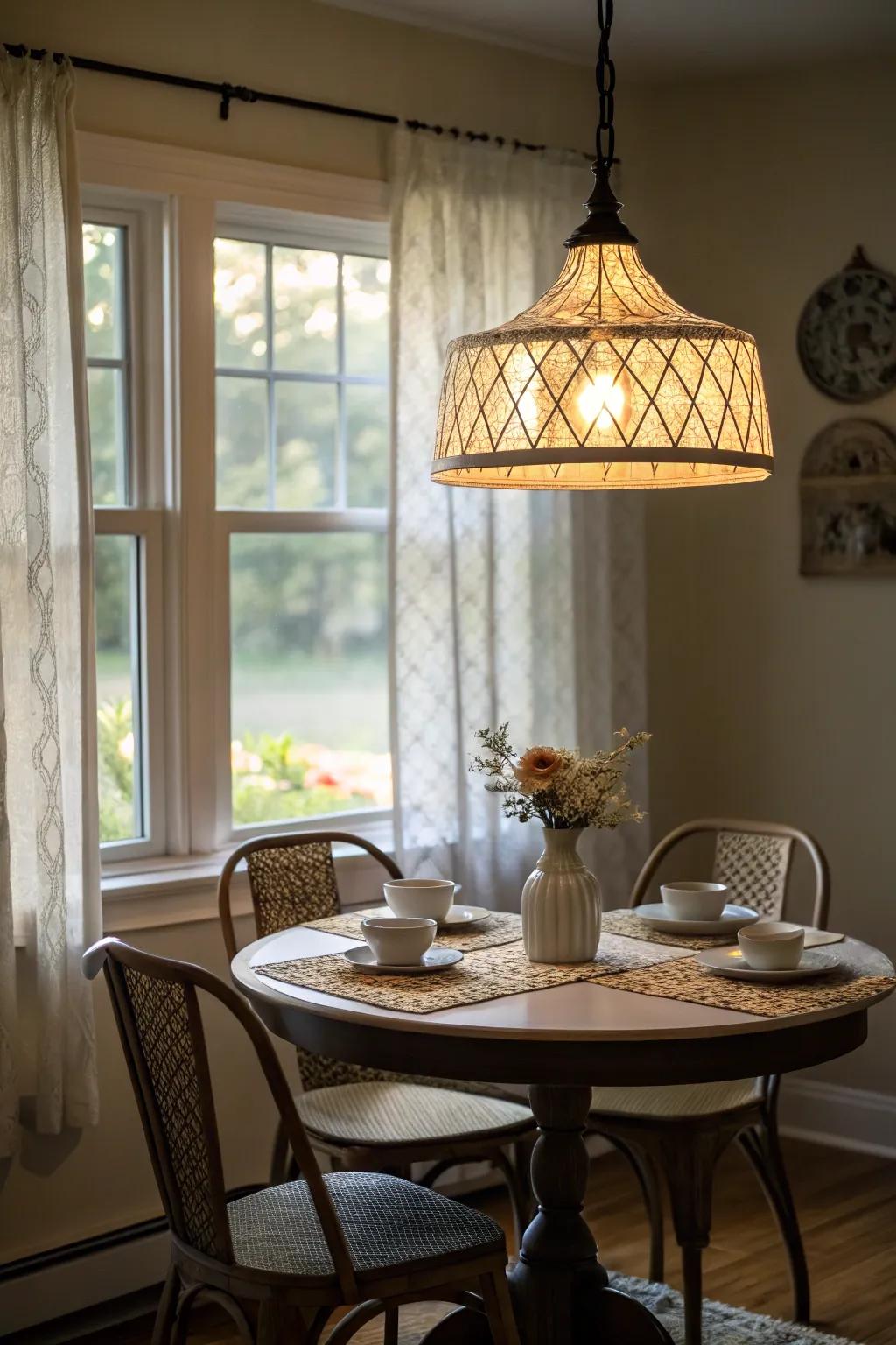 A pendant light adds a warm and inviting touch to your breakfast nook.