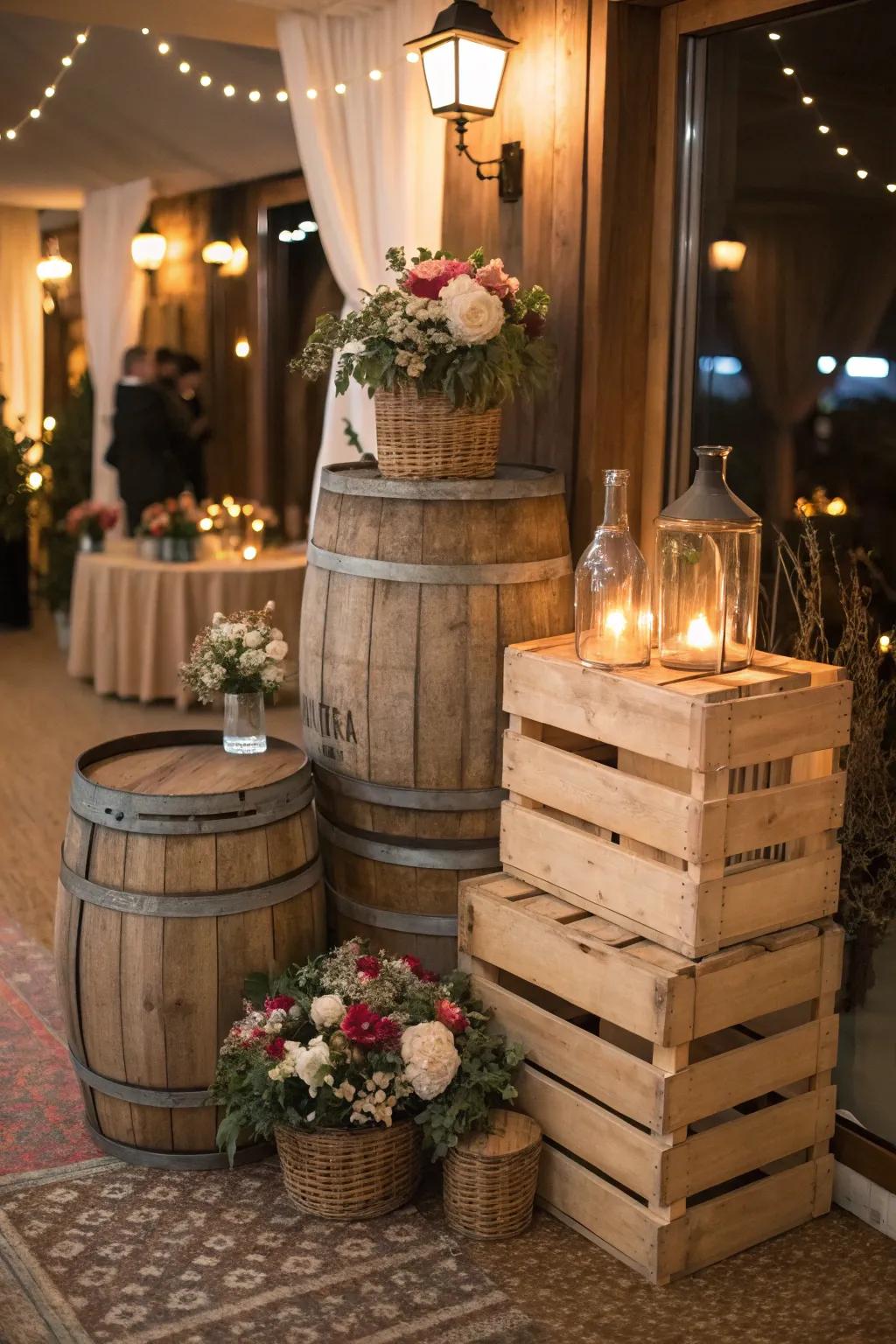 Wooden details contributing a cozy, rustic feel to the event.