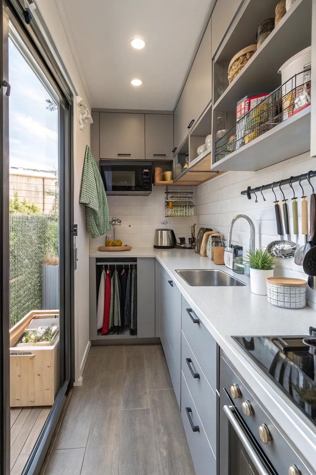 A meticulously planned blueprint boosts practicality in a small kitchen.