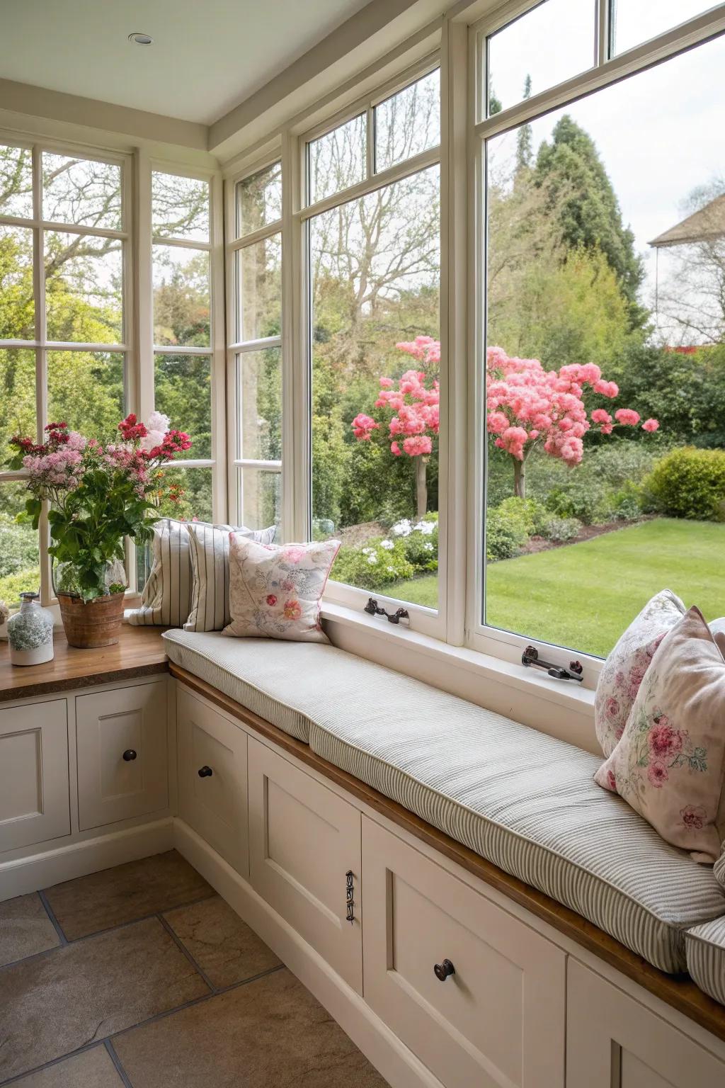 Soak up natural light with a thoughtfully positioned bench.