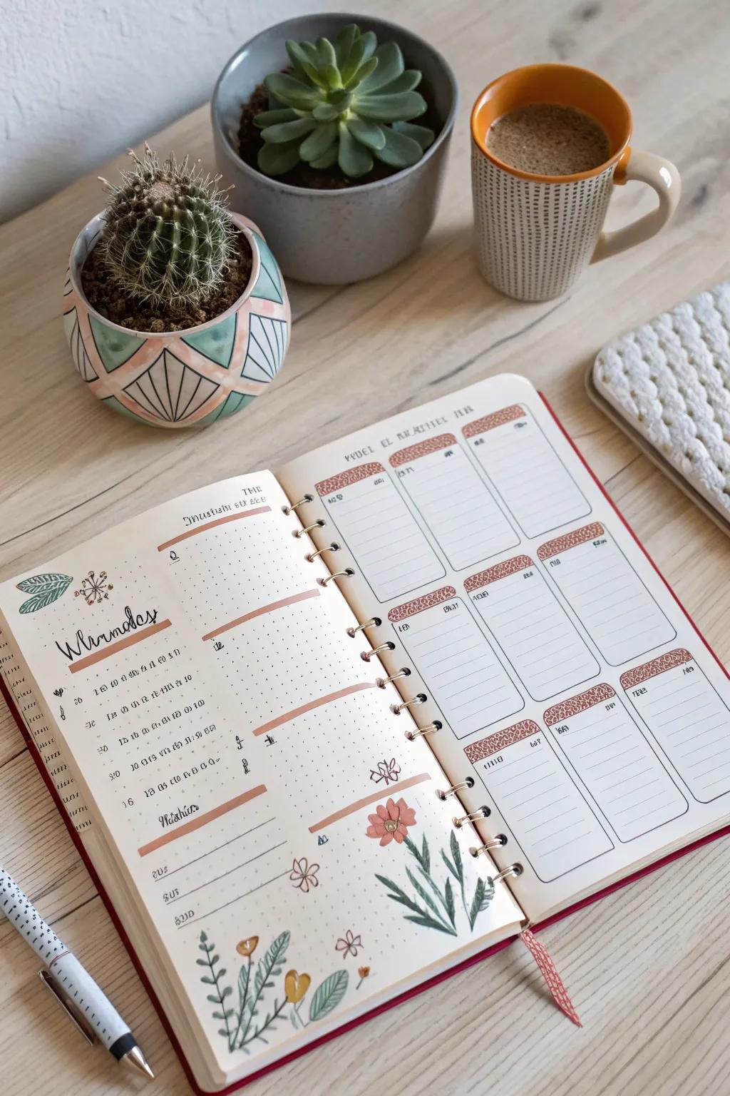 Elevate your planning skills with a gorgeous weekly design that blends simplicity and elegance. 🌿✨ #BulletJournal #ScandinavianStyle