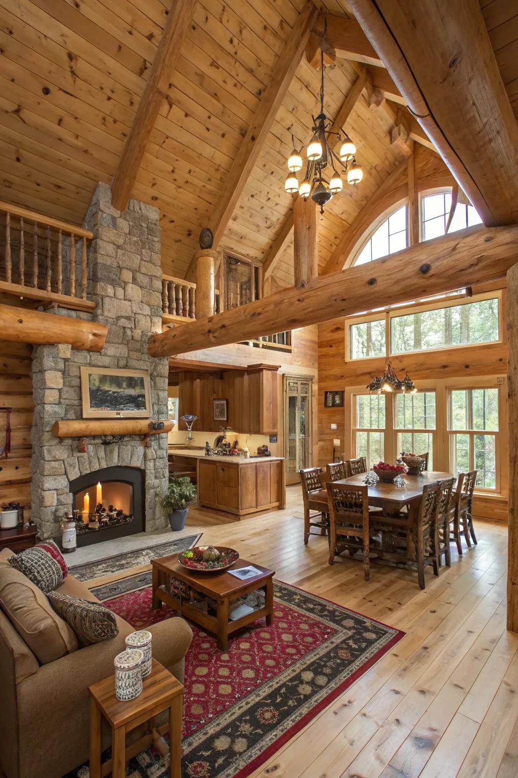 An open floor concept enhances the space and social nature of the cabin.