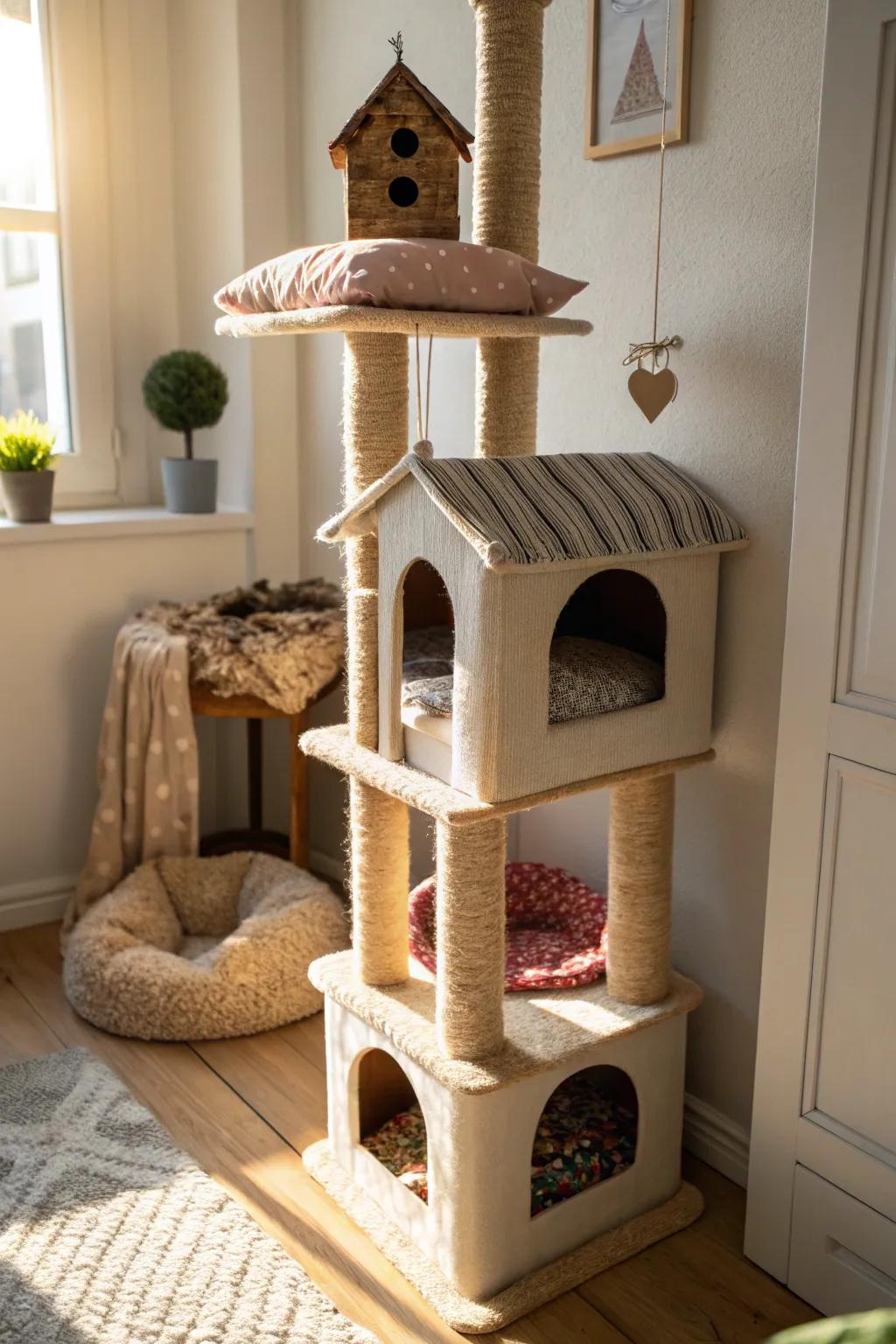 Cozy sanctuaries offer a secure and peaceful space for your cats.