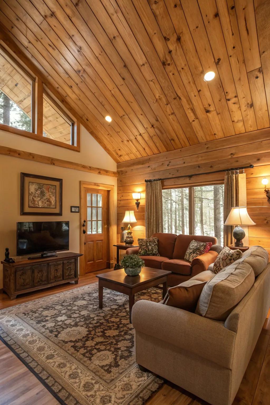 Wood panelling introduces an element of nature and a welcoming atmosphere to any residing space.