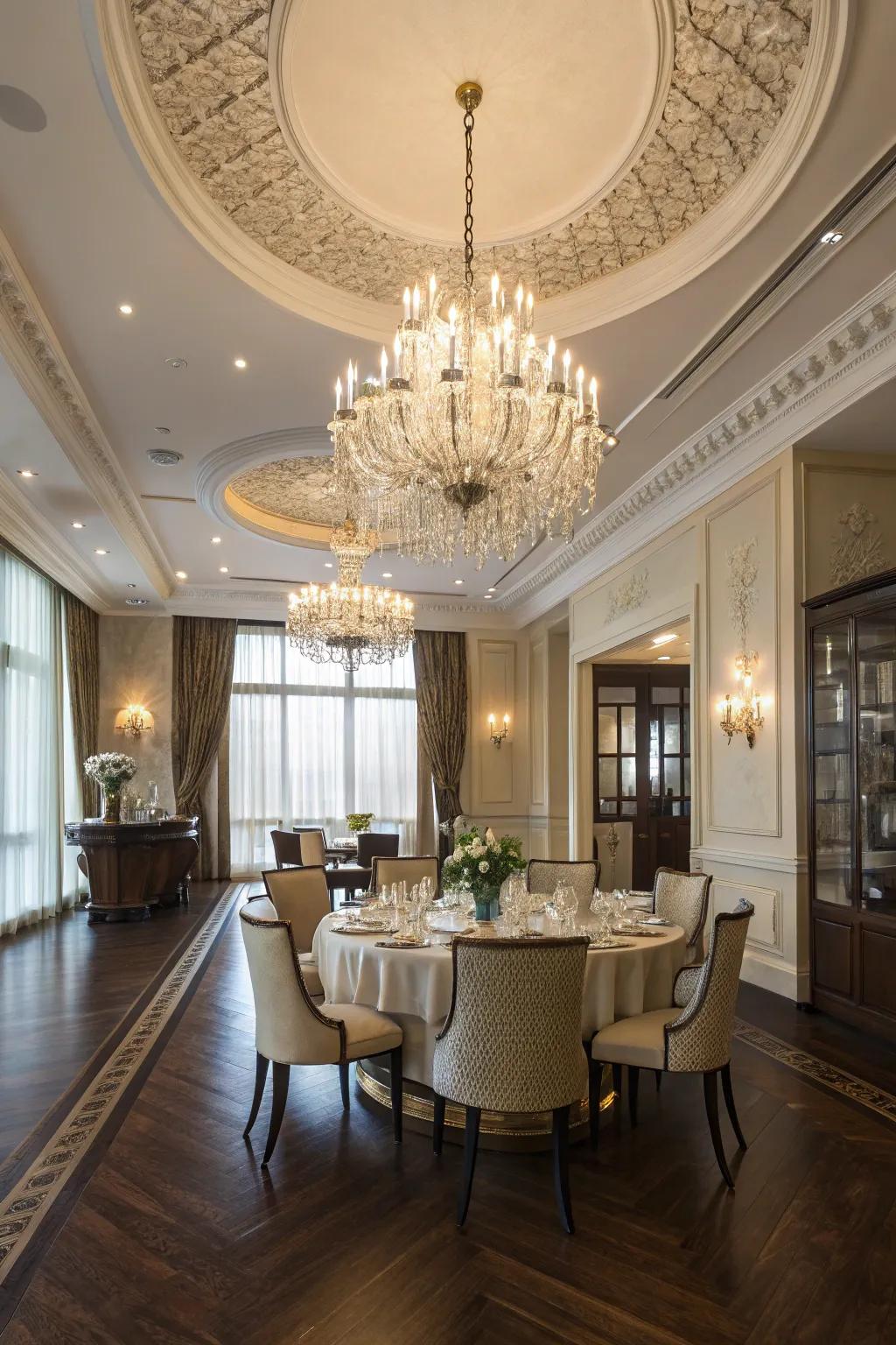 Create an impact with an eye-catching chandelier.