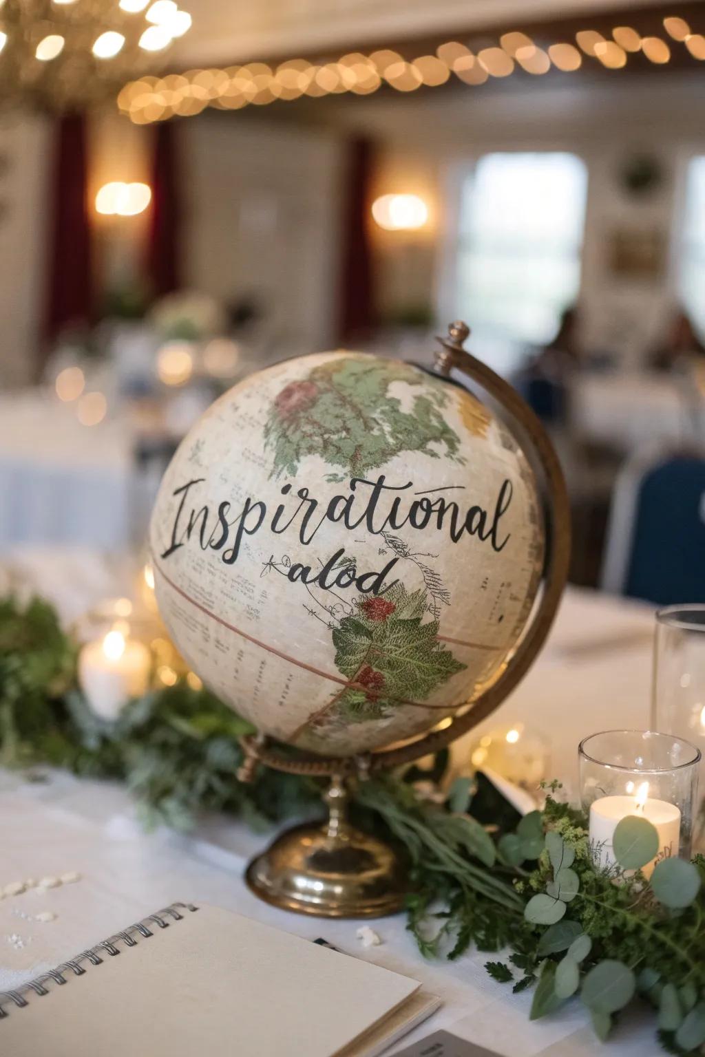 A world centerpiece inspires dreams of future adventures.