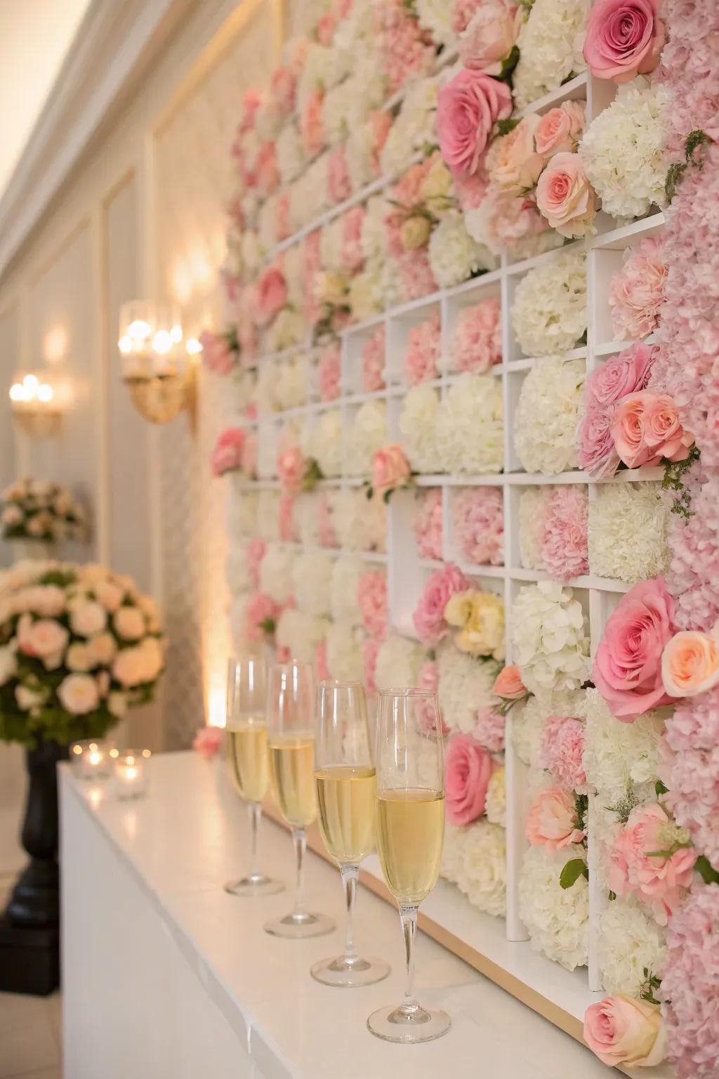 A floral sparkling wine station that infuses a tender quality.