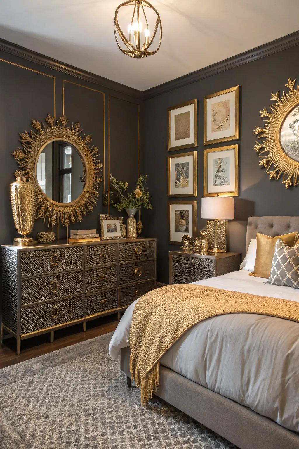 Add a hint of luxury using gilded features against deep shadow.
