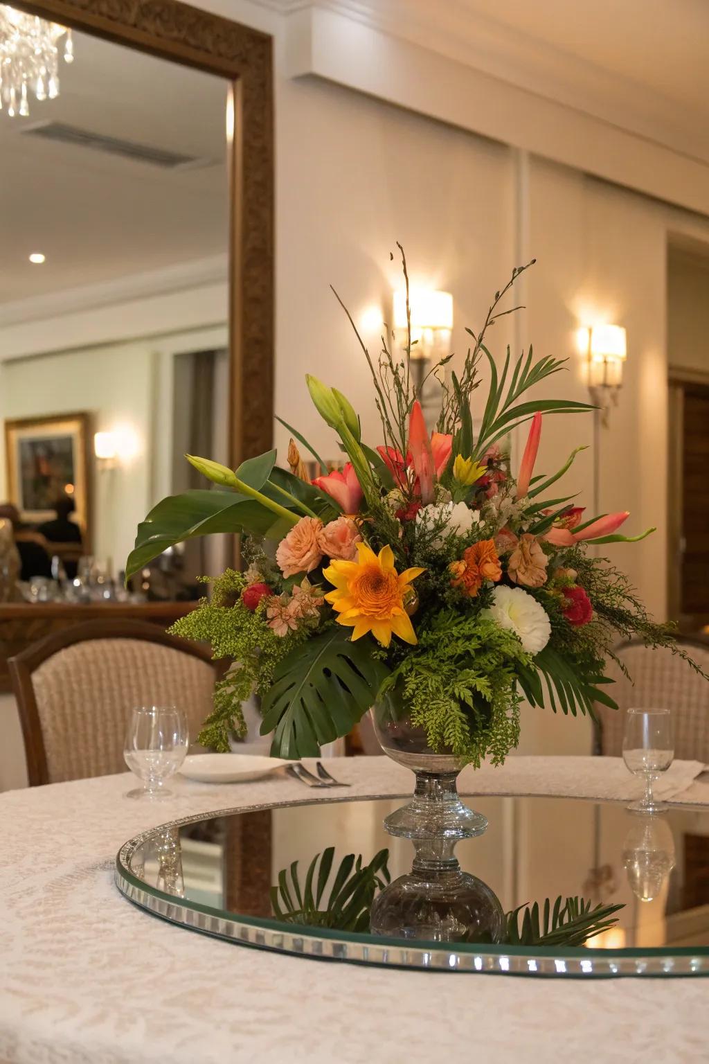 Mirrors highlight the charm of your centerpieces.