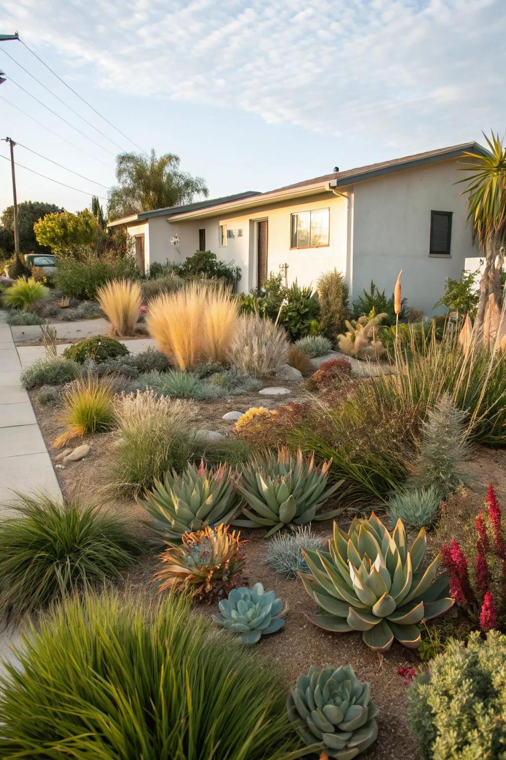 Drought-resistant plants are ideally suited for a low-upkeep yard.