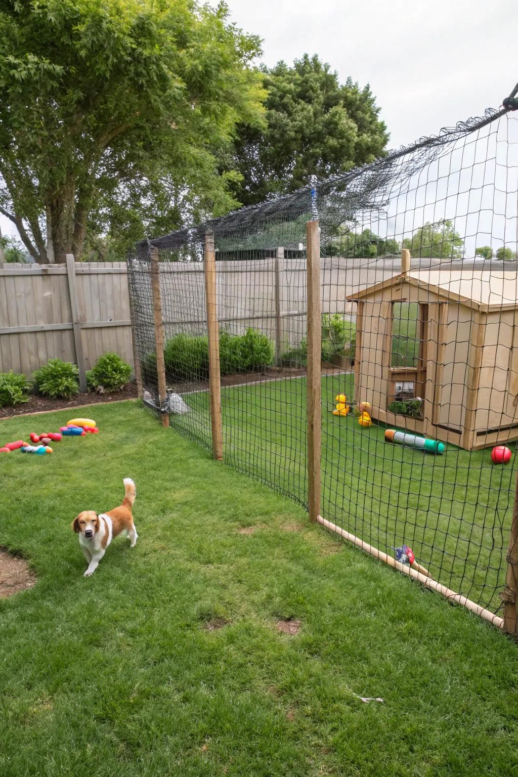 Poultry netting is perfect for smaller dogs requiring a secure zone.