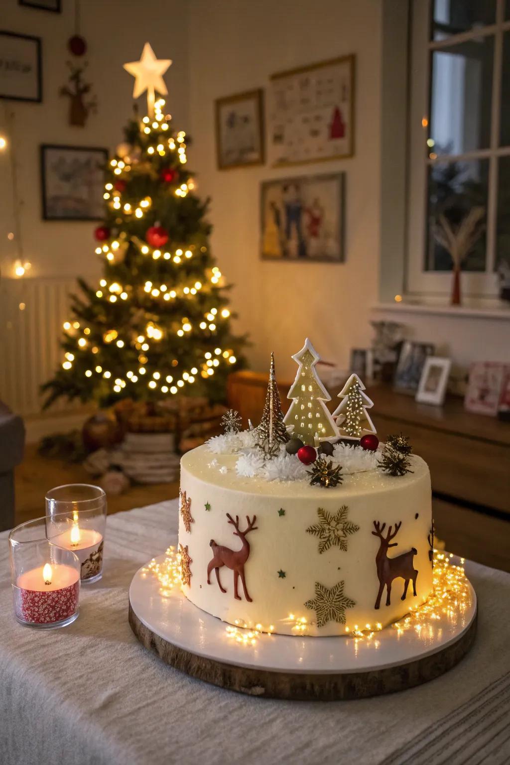 A celebratory cake adds a sweet touch to the party.