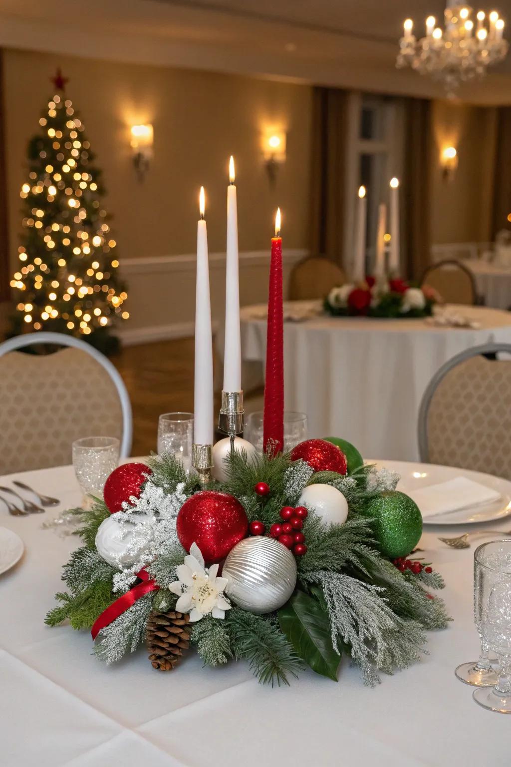 Quintessential Christmas hues contribute warmth and grace.