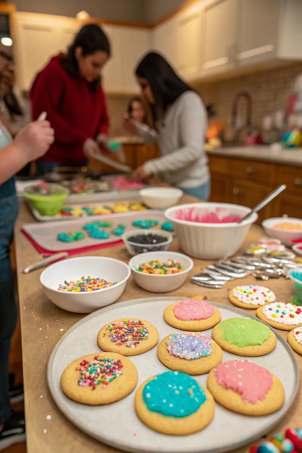 A delightful cookie decorating challenge setup, ideal for holiday creativity.