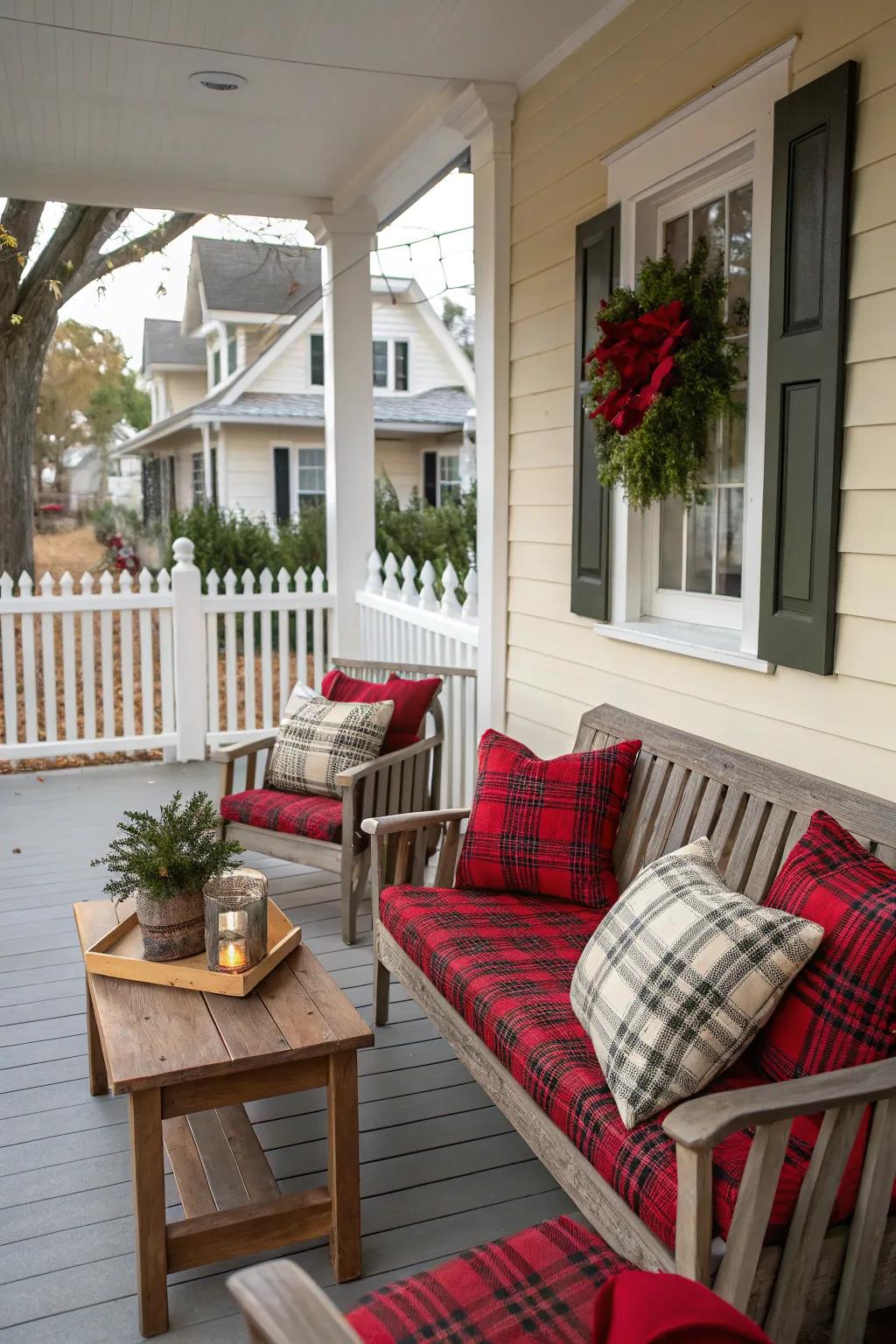 Inviting seating enhanced with holiday style.