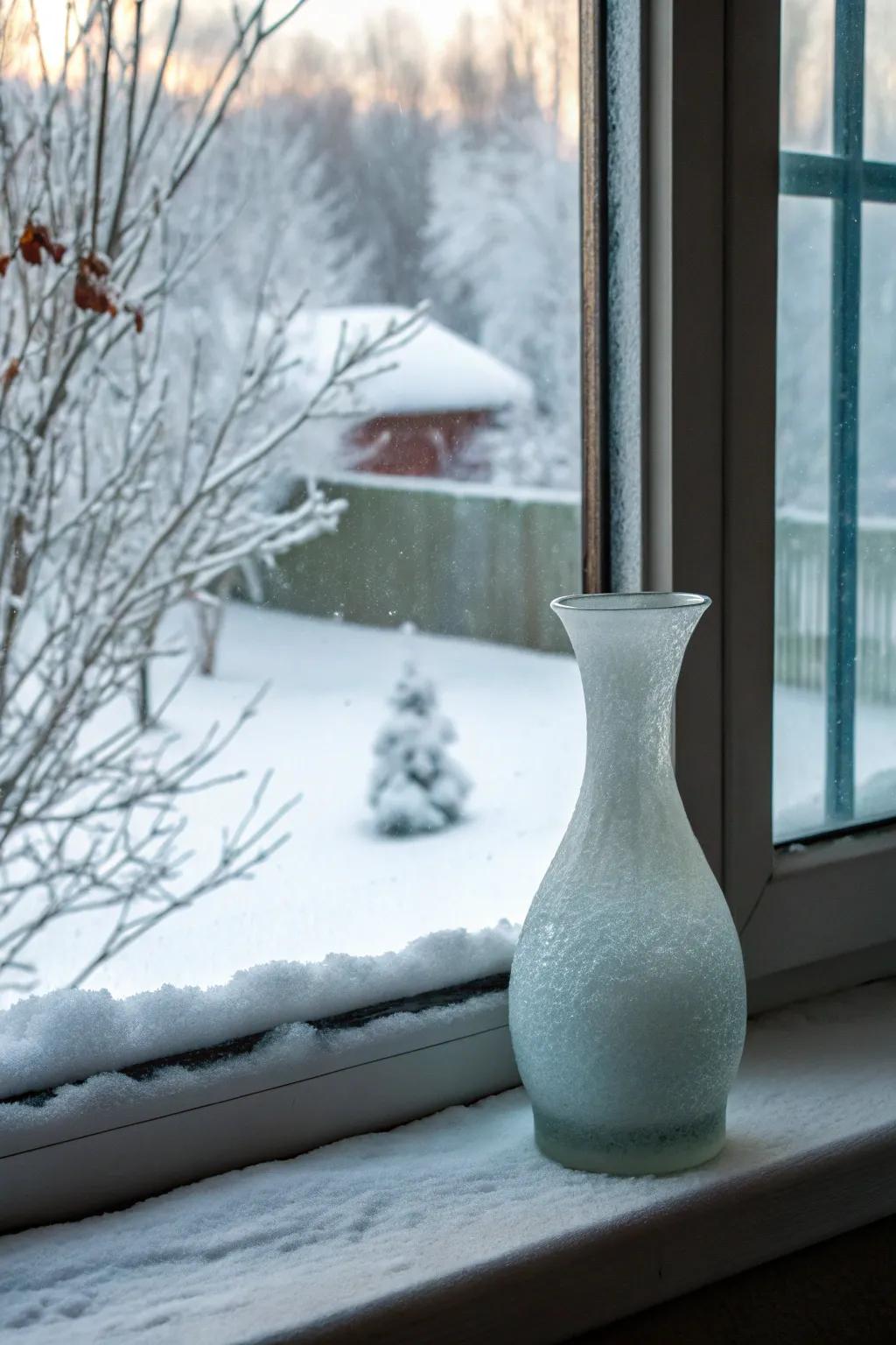 Seize the beauty of winter with a frosted vase.